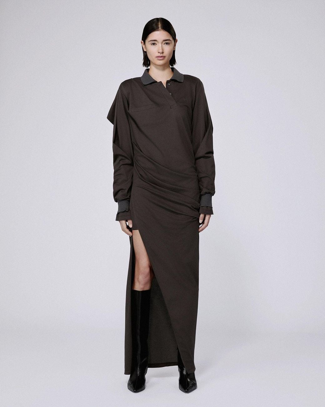 SRVC Studio Black Twisted Polo Dress Mud