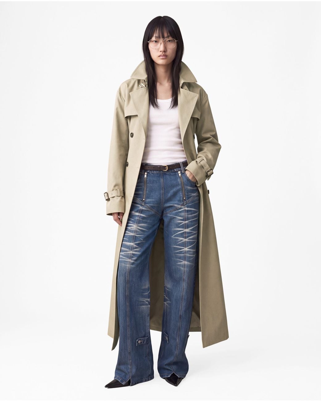SRVC Studio White Seren Trench Coat Light