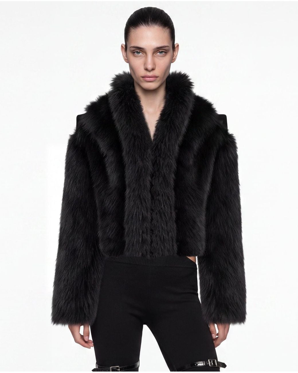 SRVC Studio Black Lyra Faux Fur Jacket