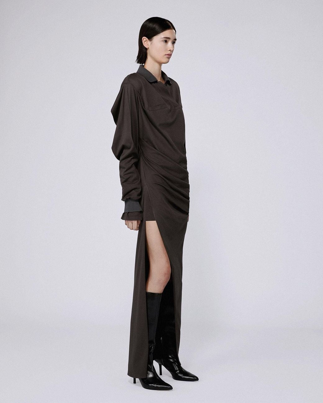 SRVC Studio Black Twisted Polo Dress Mud