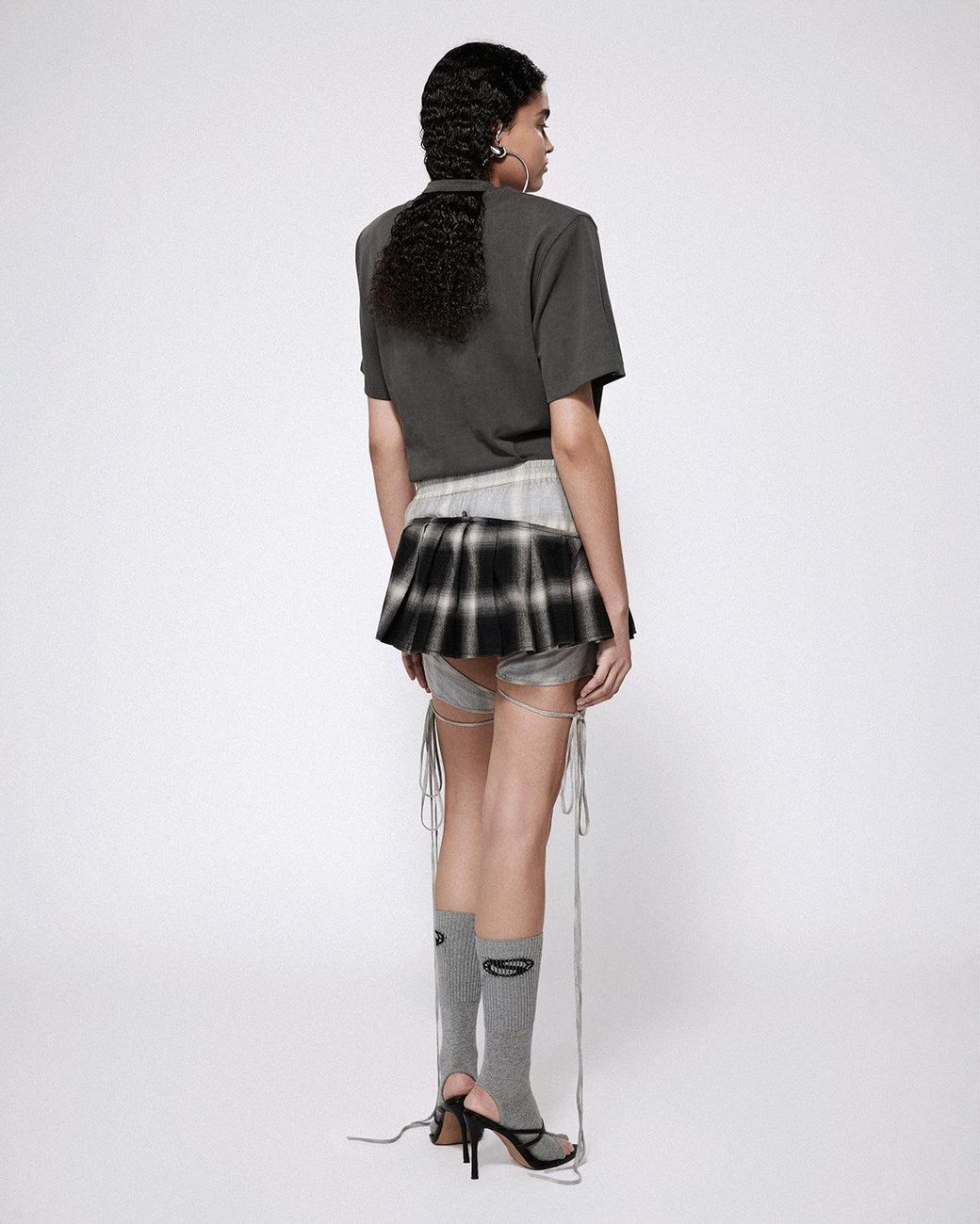 SRVC Studio Black Misa Skirt Check