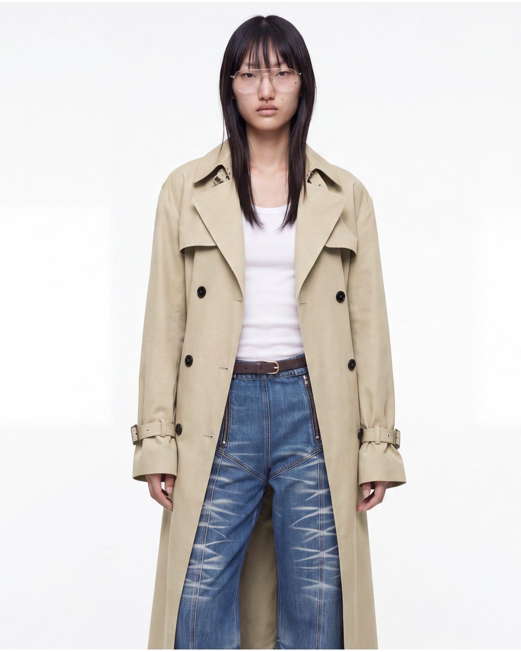 SRVC Studio White Seren Trench Coat Light