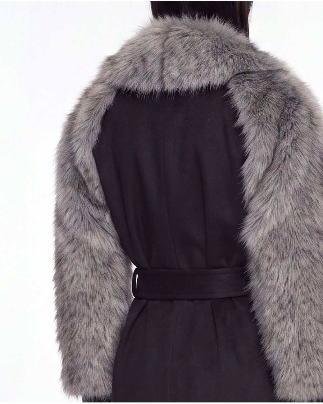 SRVC Studio Black Raven Coat With Detachable Faux Fur