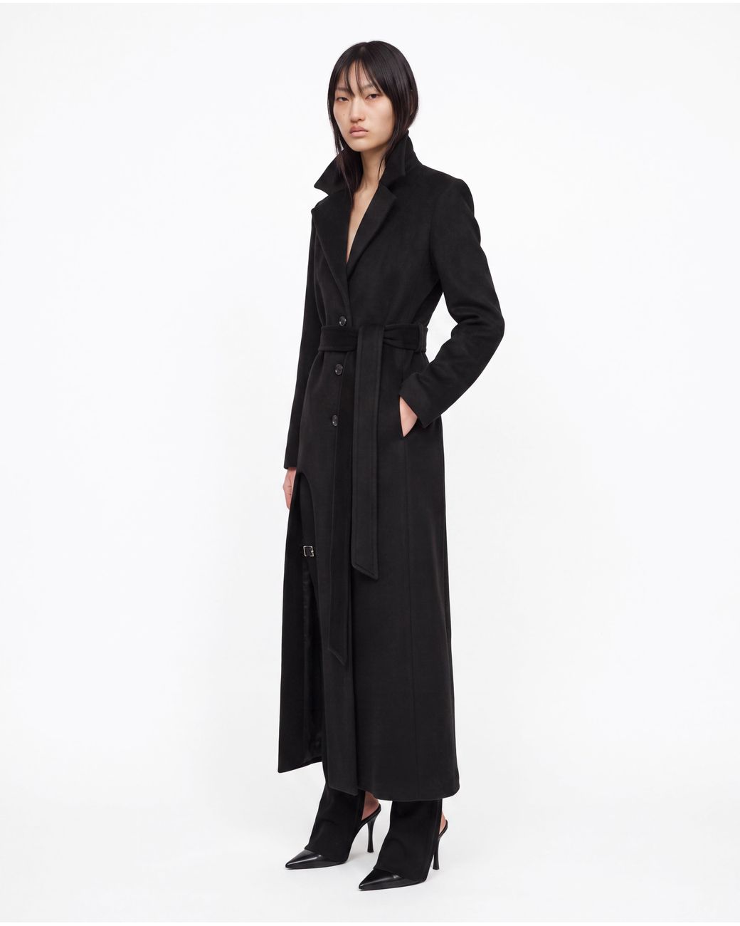 SRVC Studio Black Raven Coat With Detachable Faux Fur
