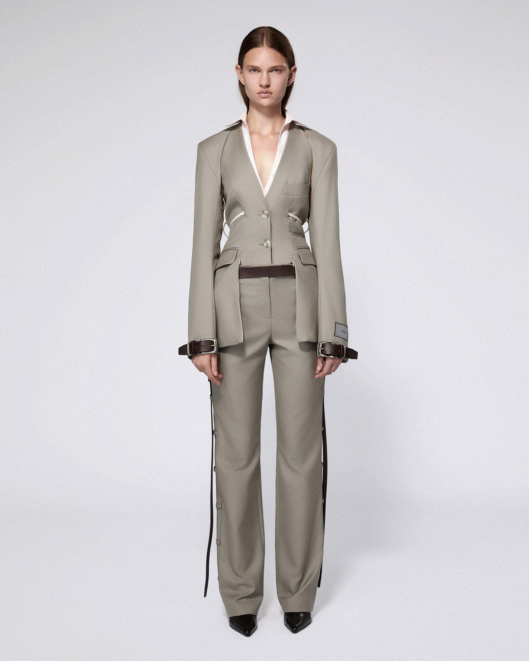 SRVC Studio Natural Serpentine Tailored Jacket Burnt Sage