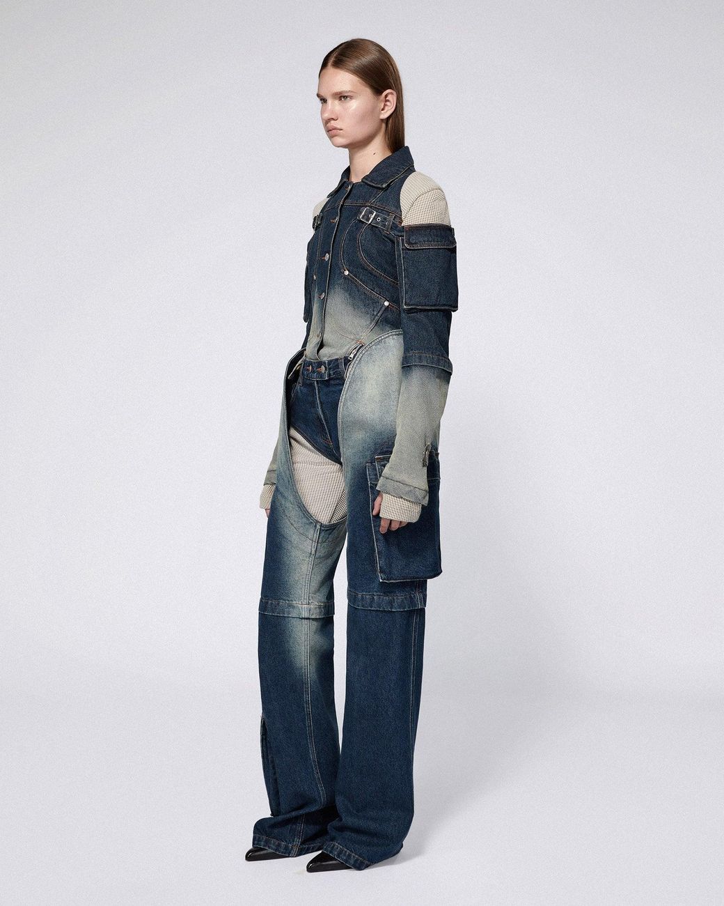 SRVC Studio Blue Mecha Cargo Jacket Washed