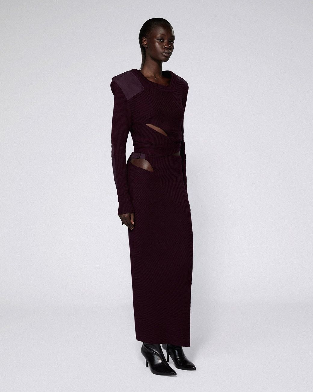 SRVC Studio Red Marshal Knit Skirt Bordeaux