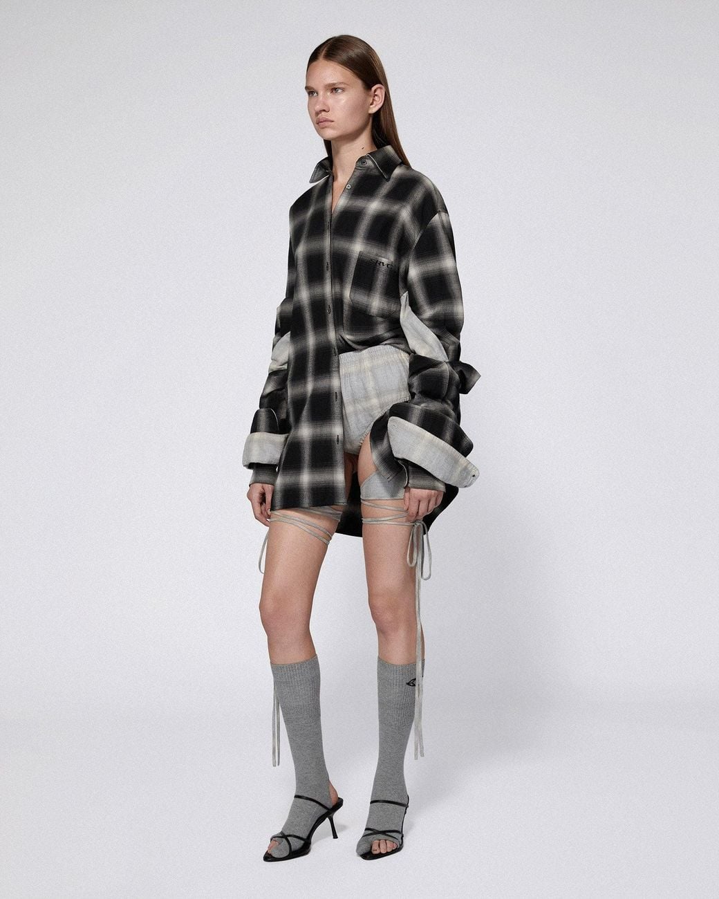 SRVC Studio Black Misa Skirt Check