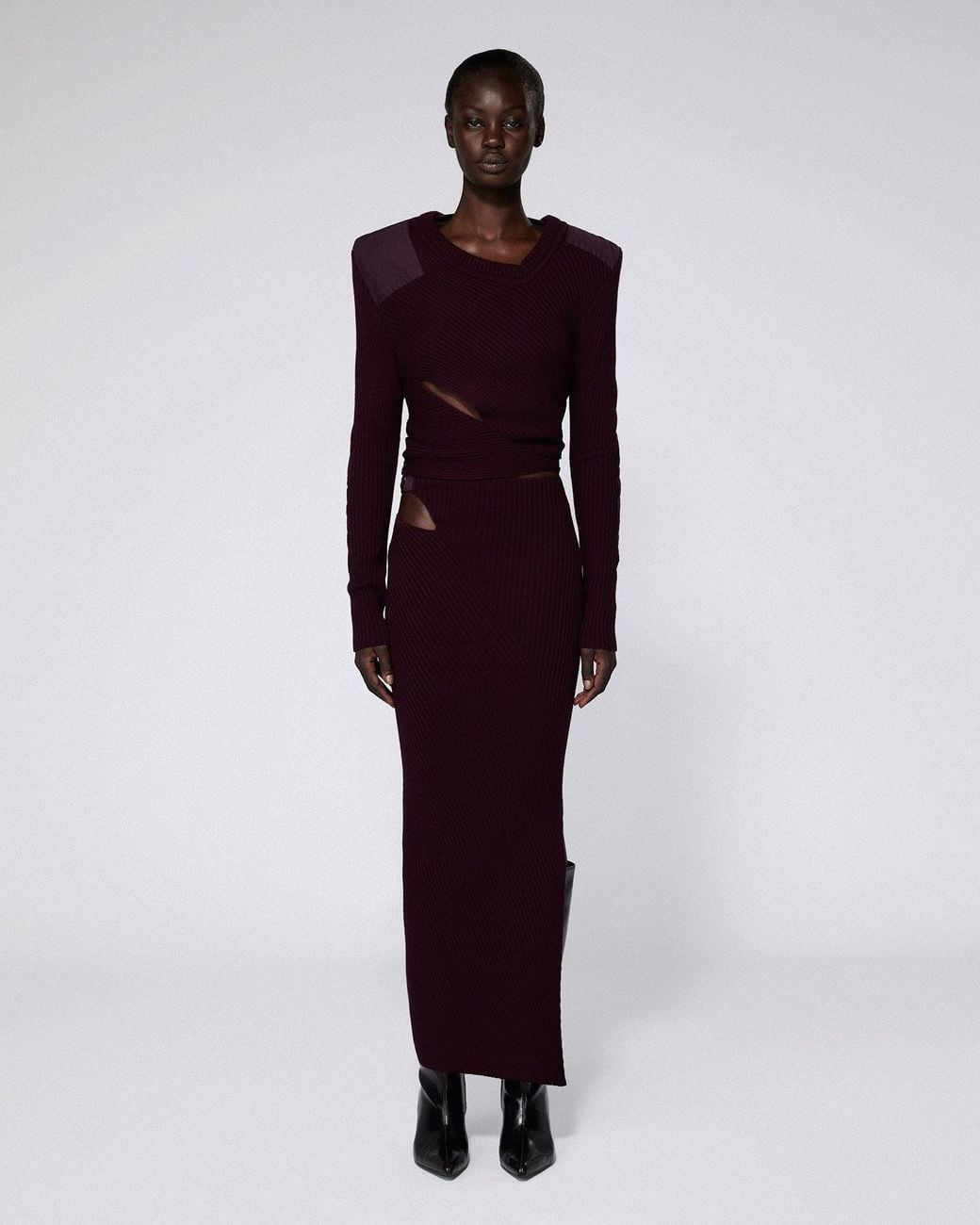 SRVC Studio Red Marshal Knit Skirt Bordeaux
