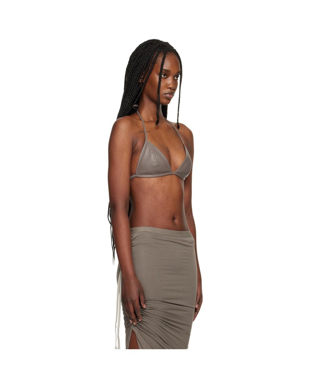 Rick Owens Black Temple Waxy Lamb Leather Bra