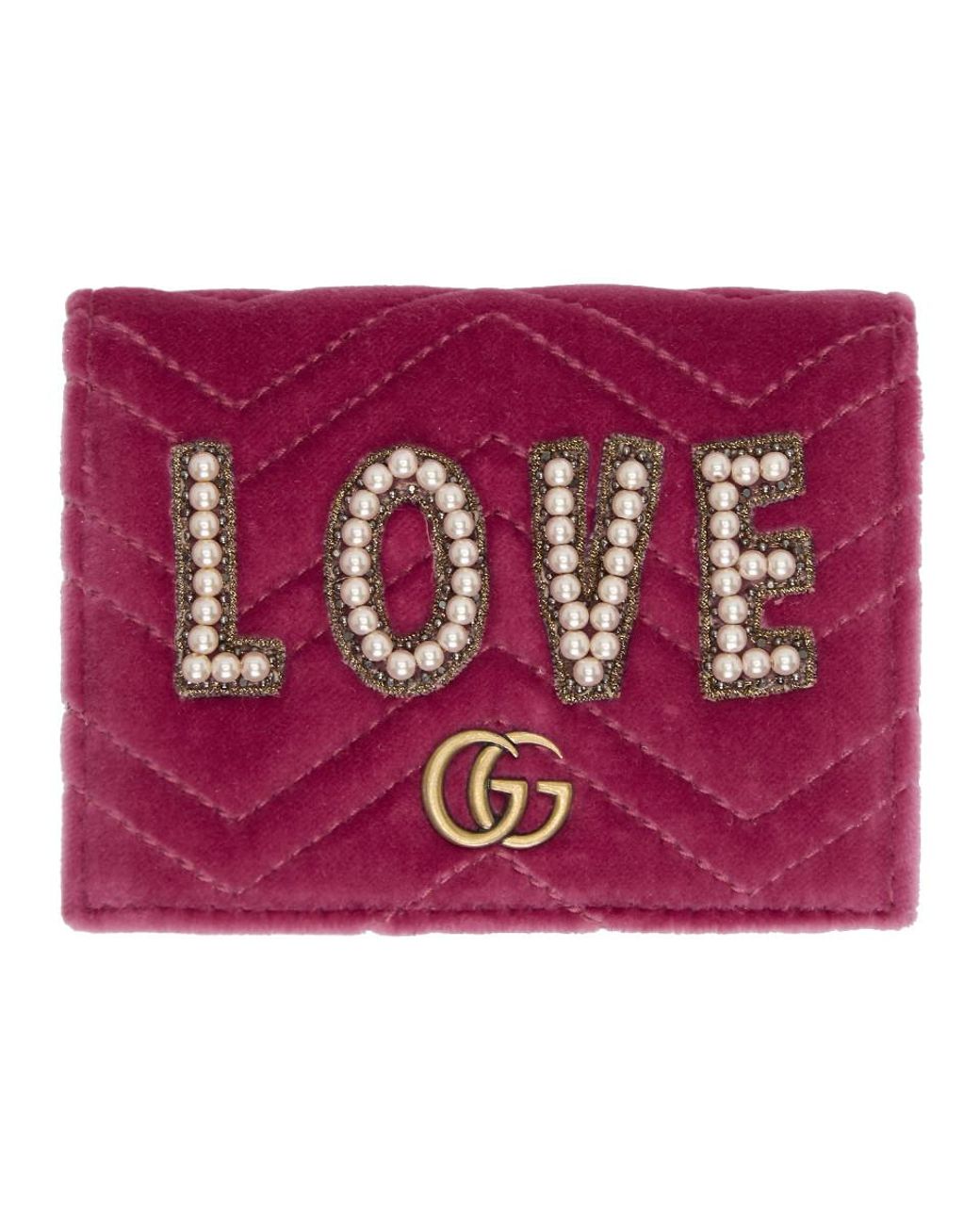 Gucci Vintage Light Pink Limited Edition GG Marmont Floral Compact Wallet, Best Price and Reviews