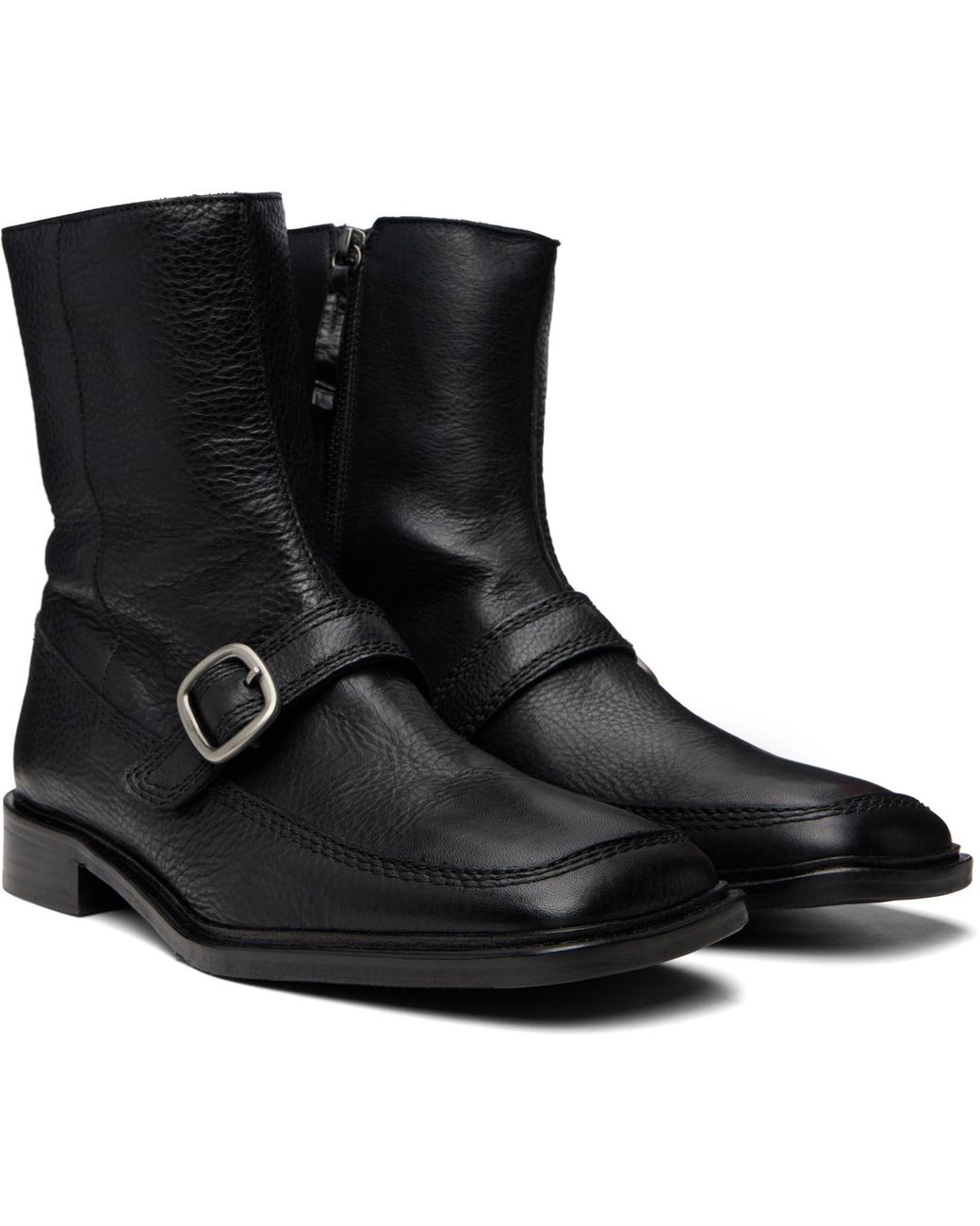 Hereu Black Bernat Buckle Boots for men