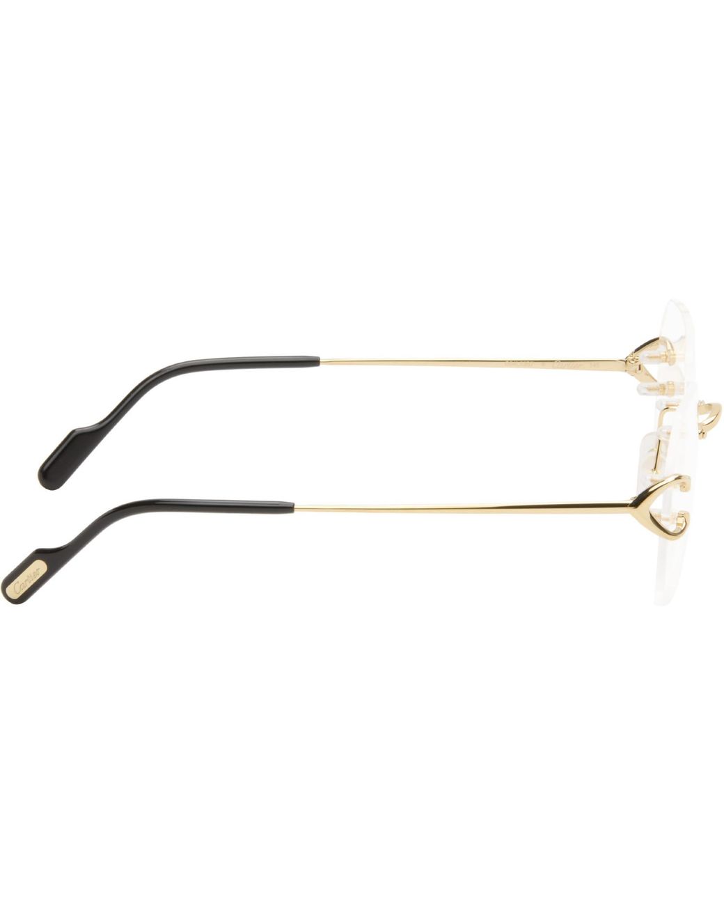Cartier Black 'C De Square Rimless Glasses