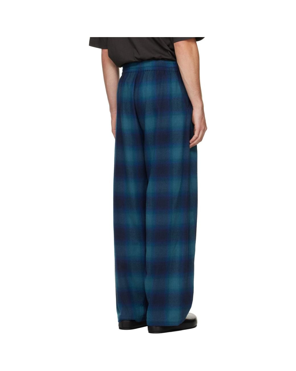 we11done Blue Flannel Lounge Pants for men