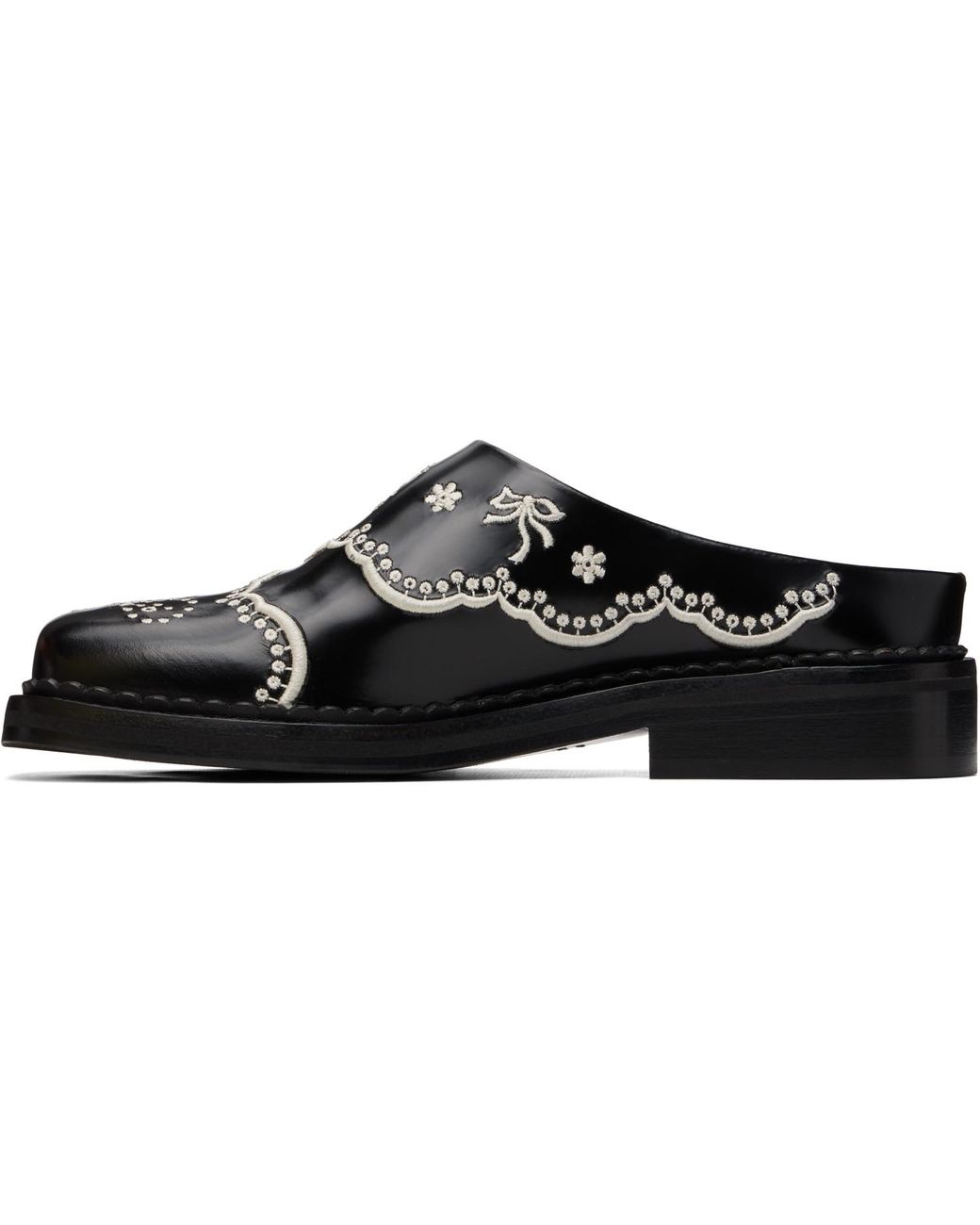 Simone Rocha Black Floral Lace Mule Loafers