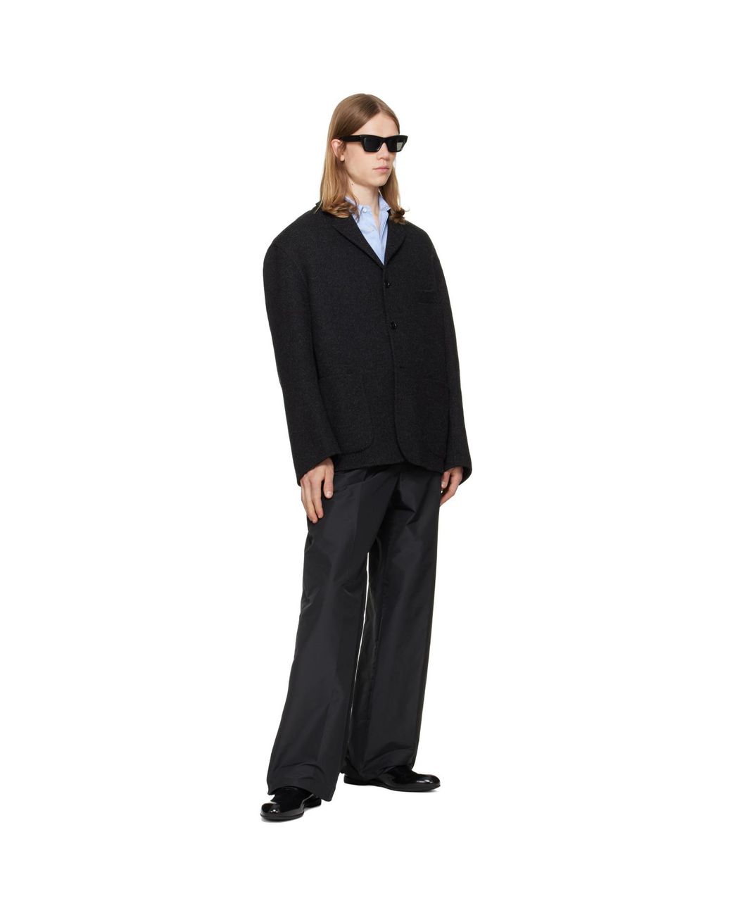 Jil Sander Black Wool Chevron Jacket for men