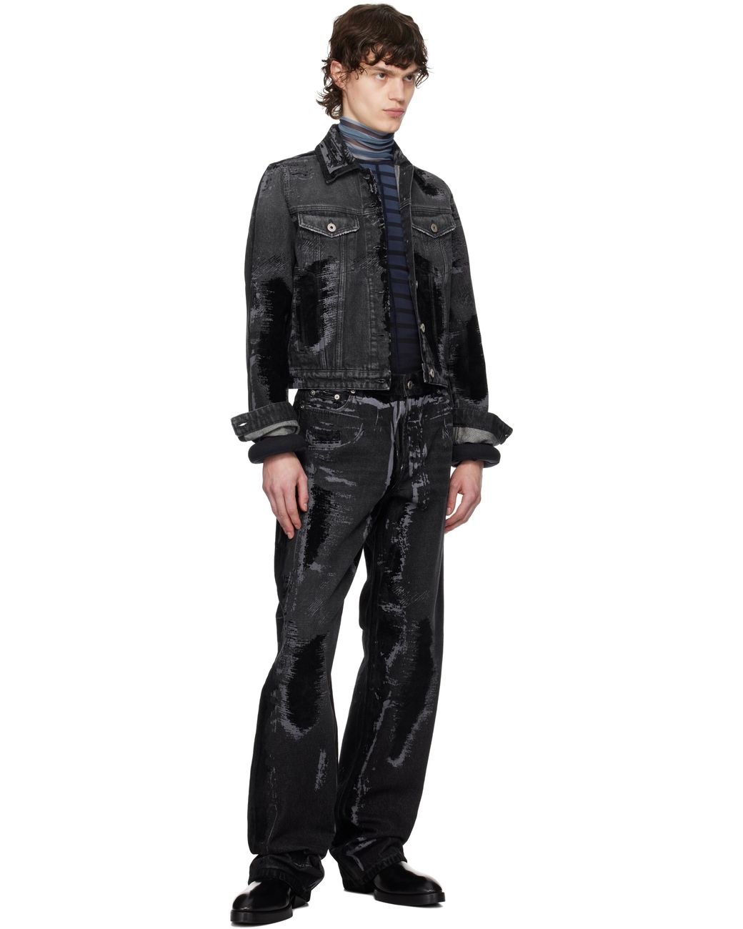 Jean Paul Gaultier 'The Flocked' Denim Jacket in Black for Men | Lyst