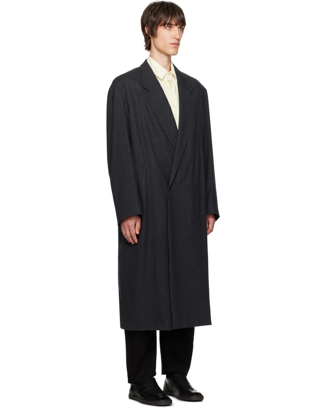 Lemaire Maxi Double Breasted Coat in Black for Men | Lyst
