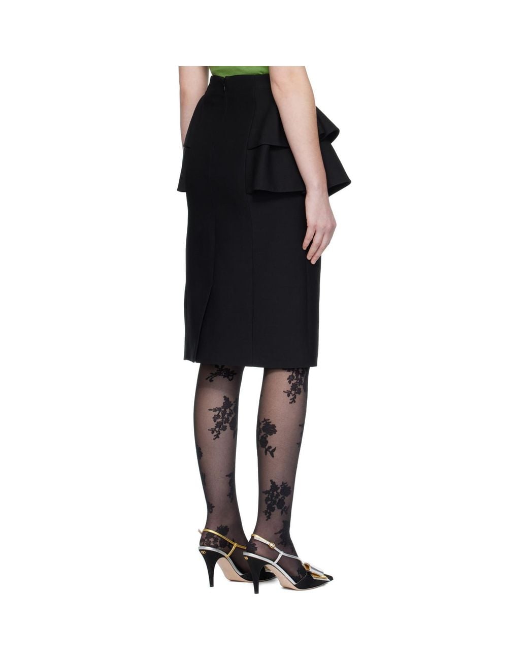 Valentino Black Crepe Couture Midi Skirt