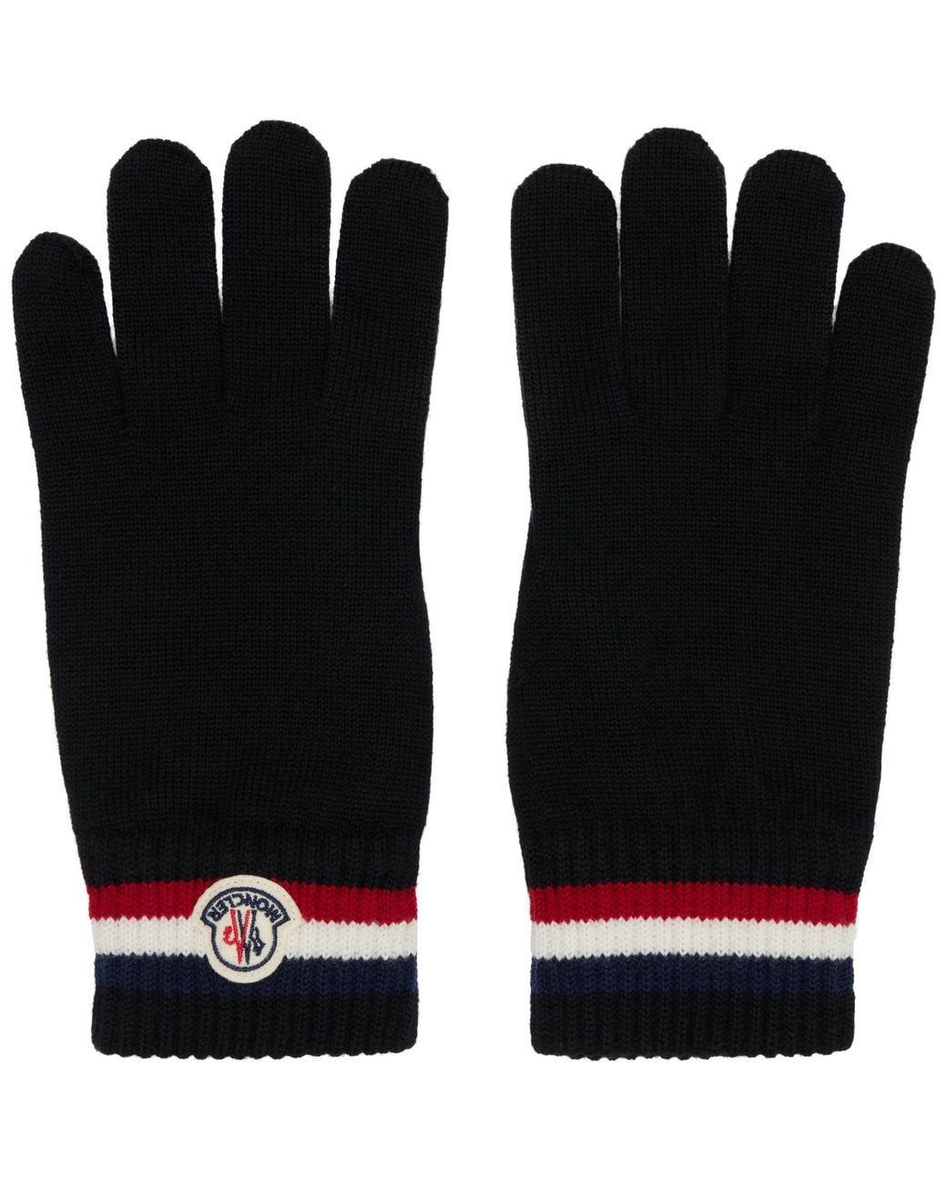 Moncler Black Tricolor Wool Gloves for men