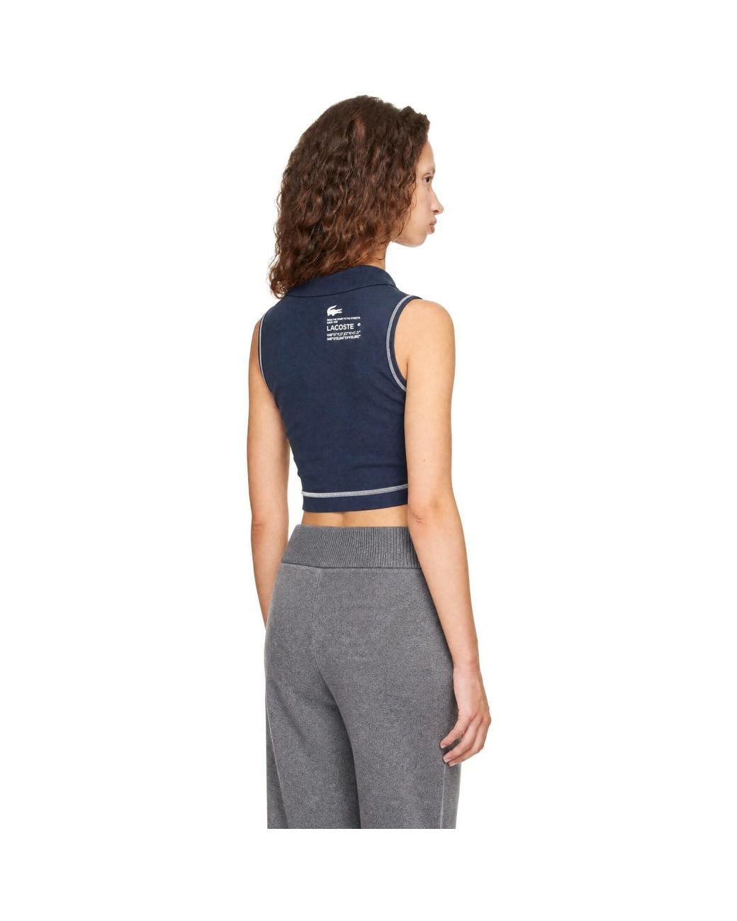 Lacoste Blue Polo Style Stretch Sports Bra