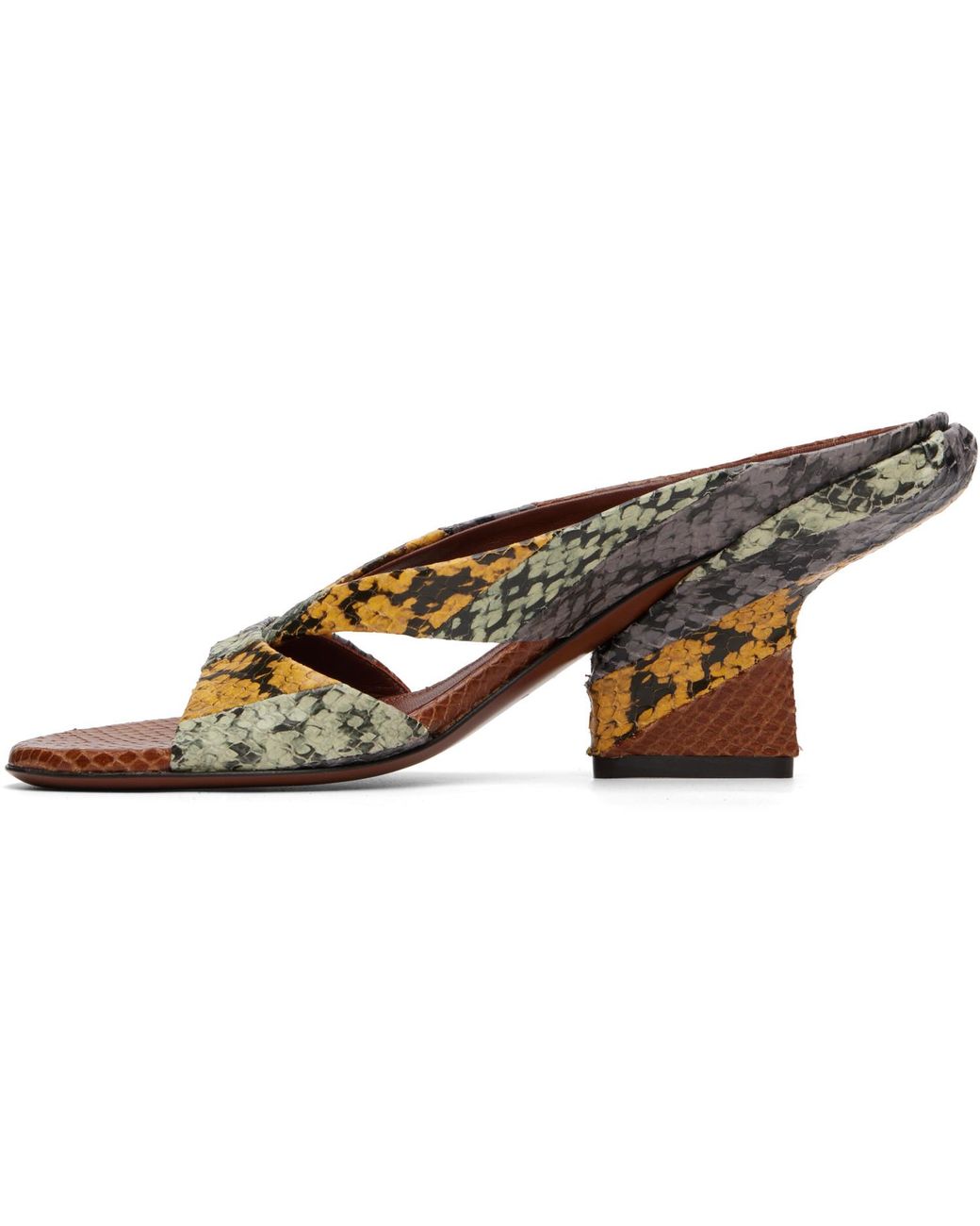 Dries Van Noten Brown Leather Mule Heeled Sandals