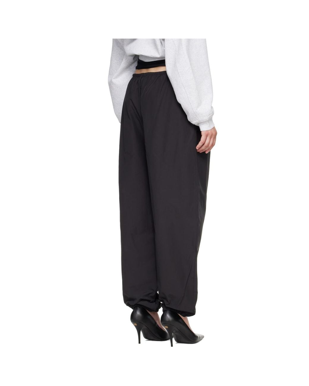 Alexander Wang Black Rhinestone Drawcord Mid-Rise Track Pants