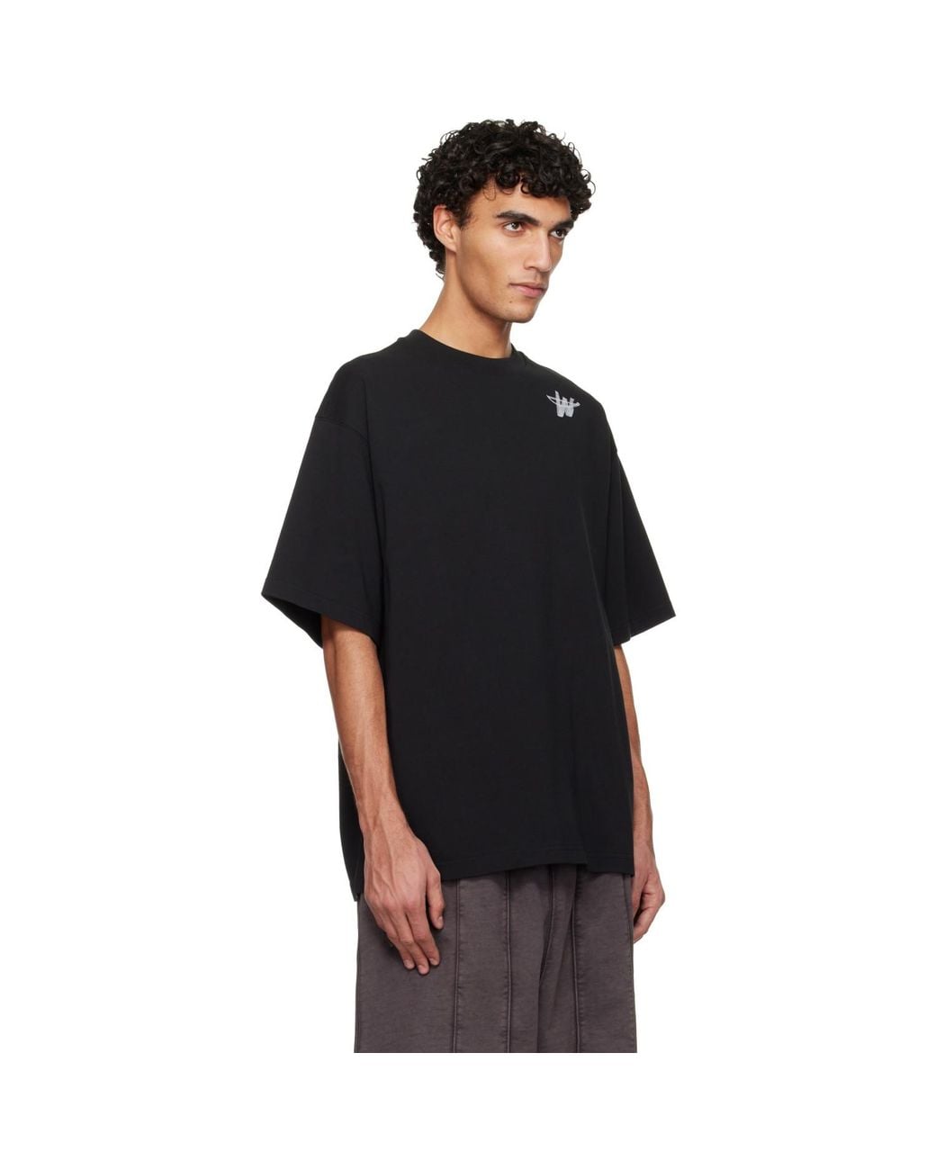 we11done Black 'Wd' Logo T-Shirt for men