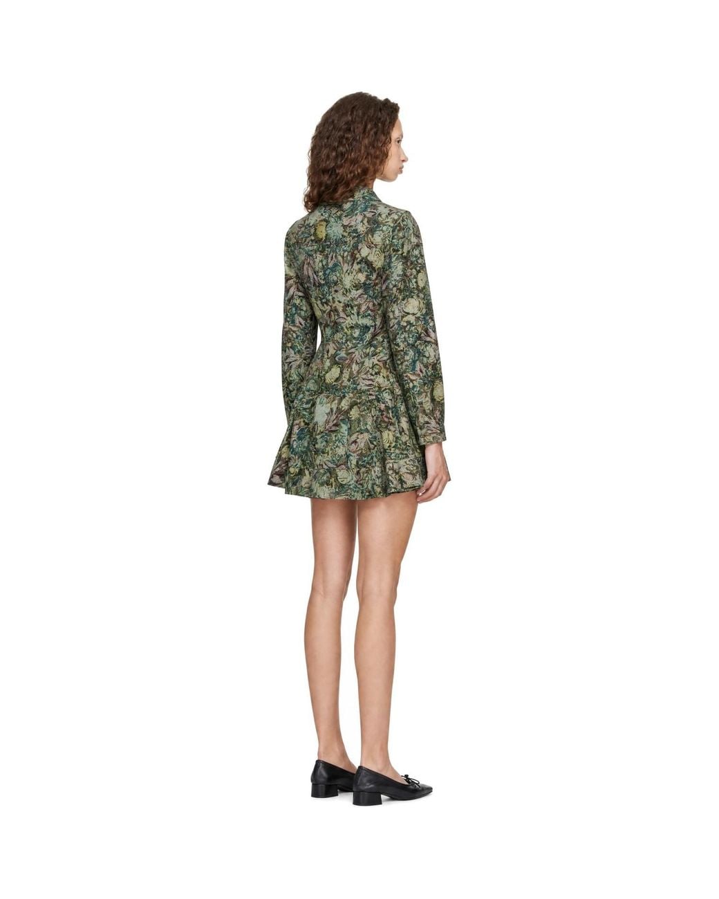 Ganni Green Tapestry Floral Minidress