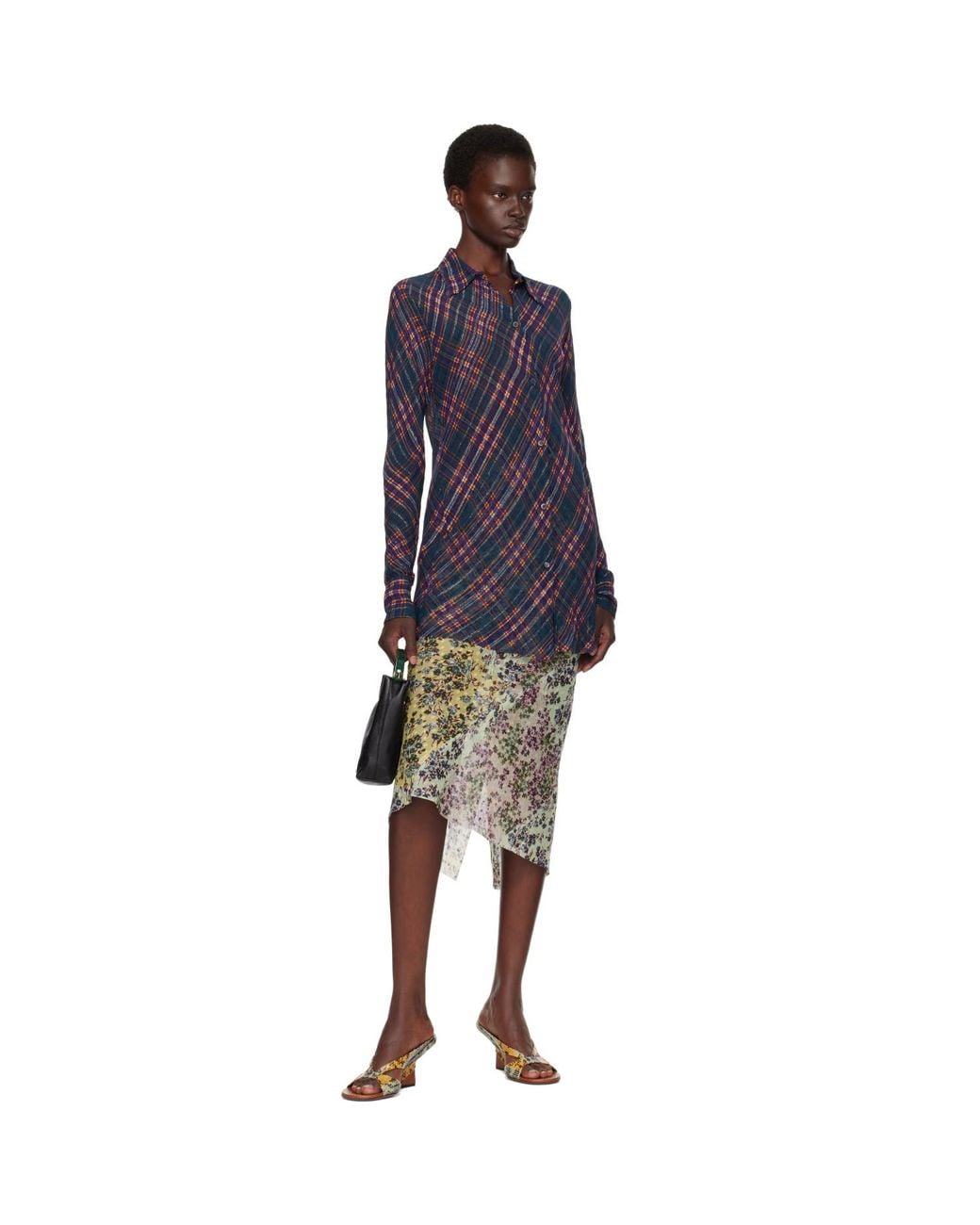 Dries Van Noten Blue Fitted Lurex Shirt
