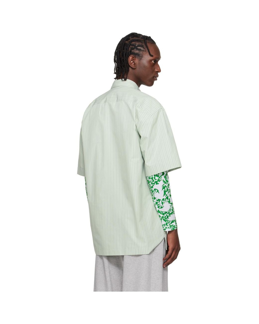 Dries Van Noten Green Striped Shirt for men