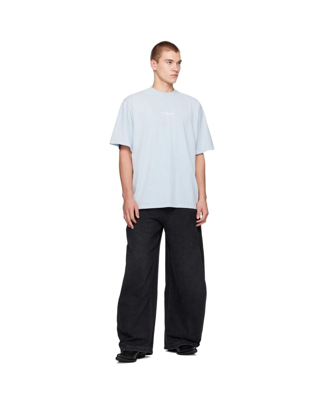 Alexander Wang Blue Logo Print T-Shirt for men