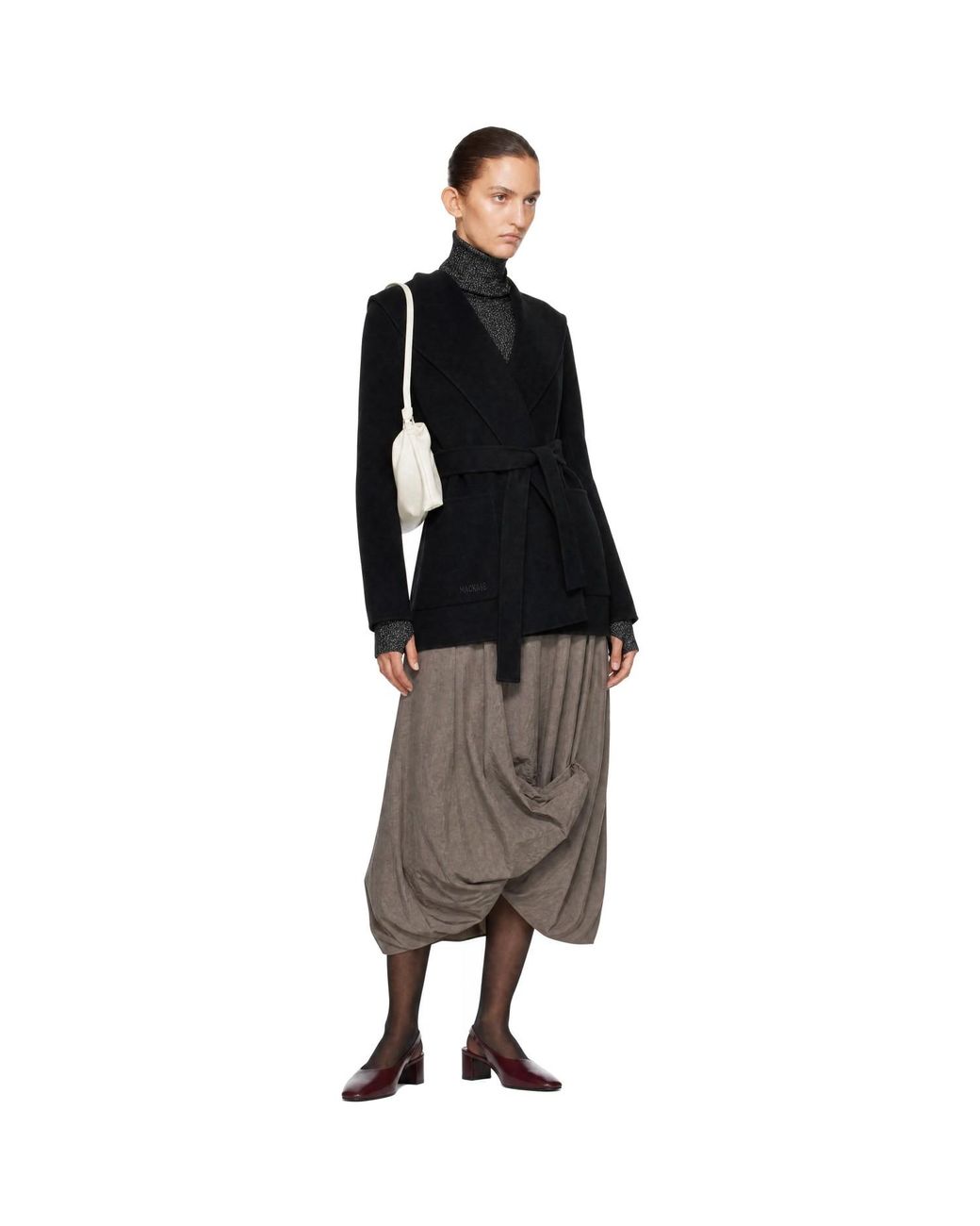 Mackage Black Paya-Z Wool Wrap Sash Belt Coat