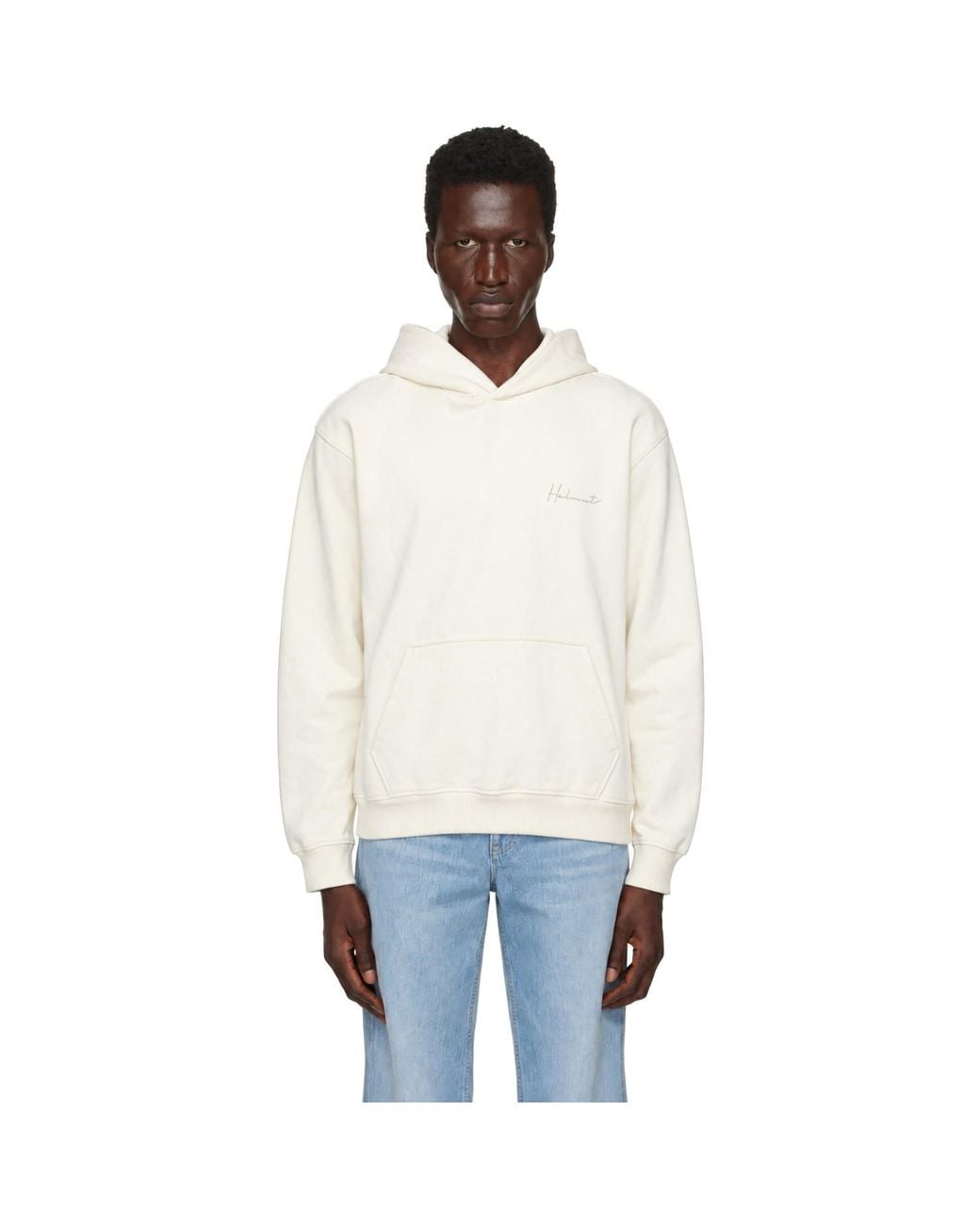 Helmut Lang White Off- Handwritten Logo Hoodie for men