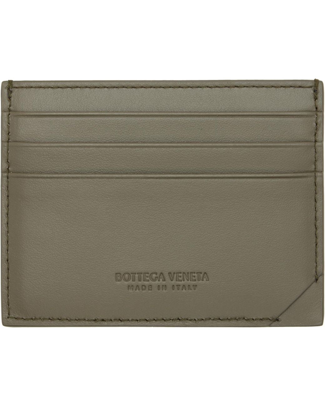 Bottega Veneta Green Khaki Intrecciato Stamp Credit Card Holder for men