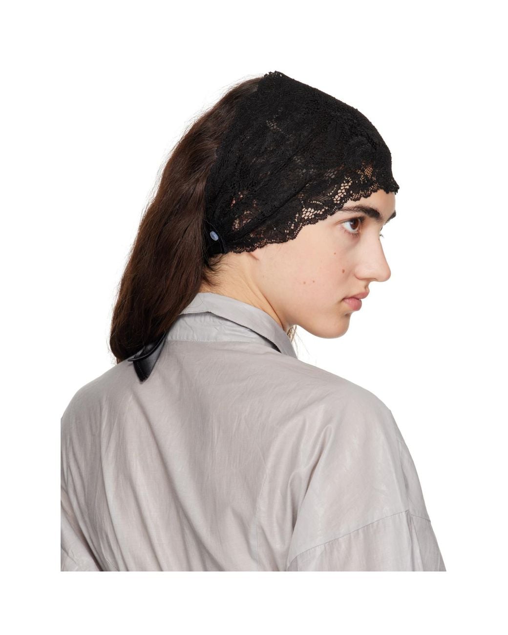 MERRMA Gray Ssense Exclusive Lace Bandeau Headband