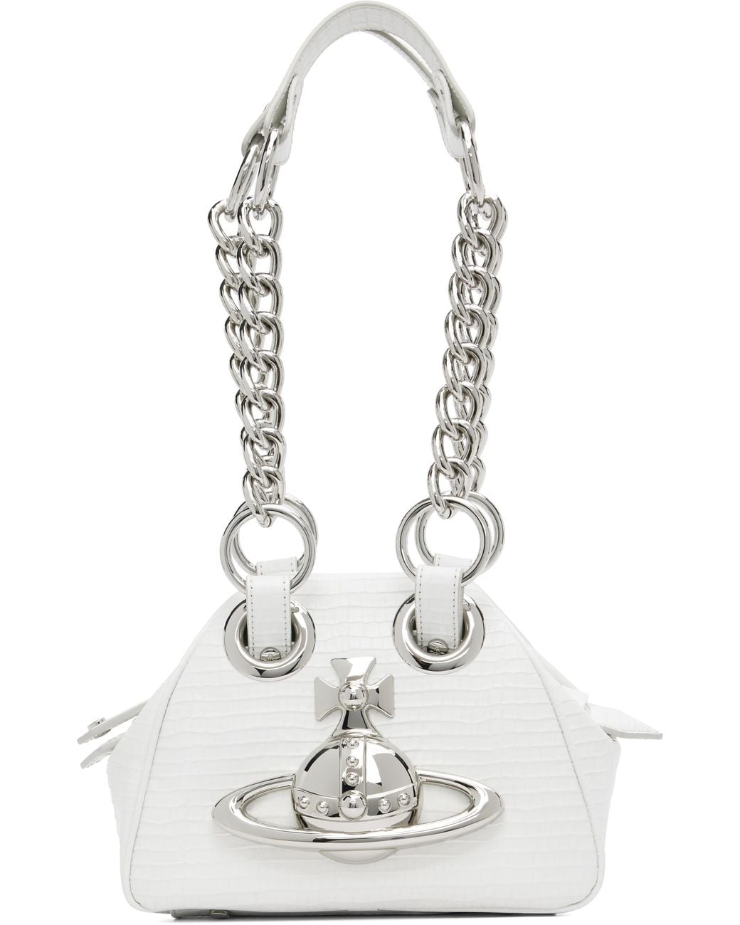 Vivienne Westwood ホワイト Archive Orb チェーン ハンドバッグ