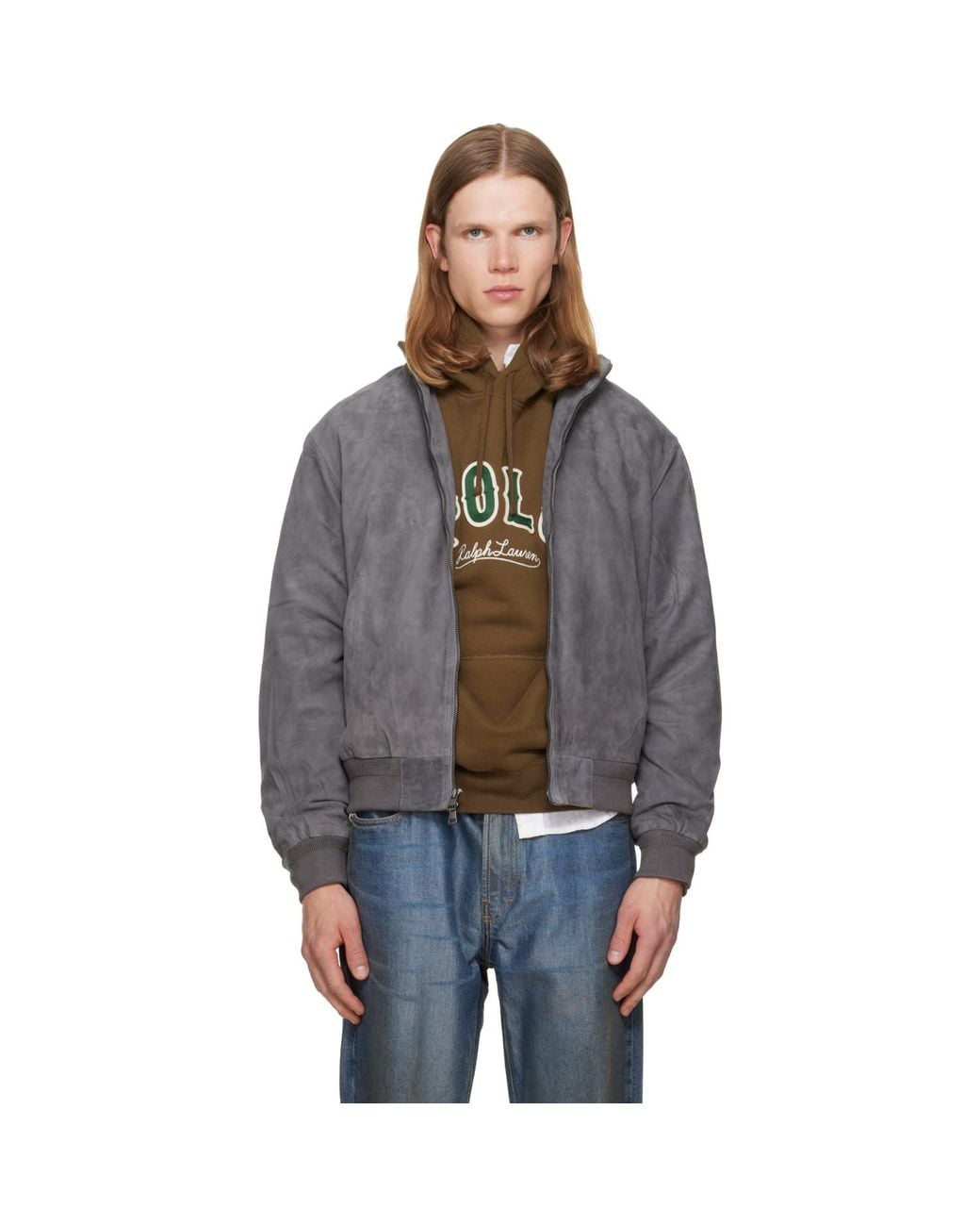Polo Ralph Lauren Gray 'The Charleton' Suede Jacket for men