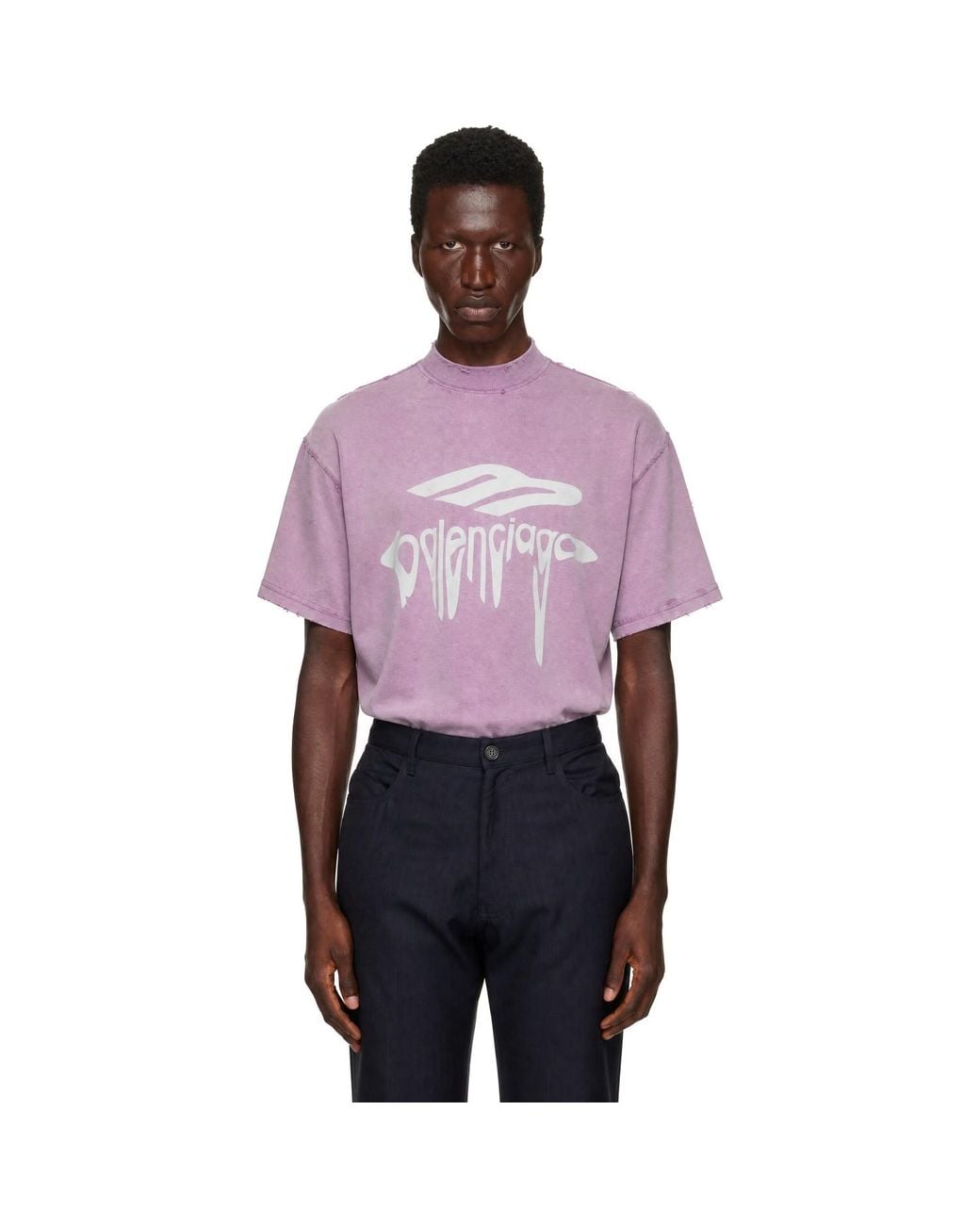 Balenciaga Purple 3B Liquified Oversized T-Shirt for men