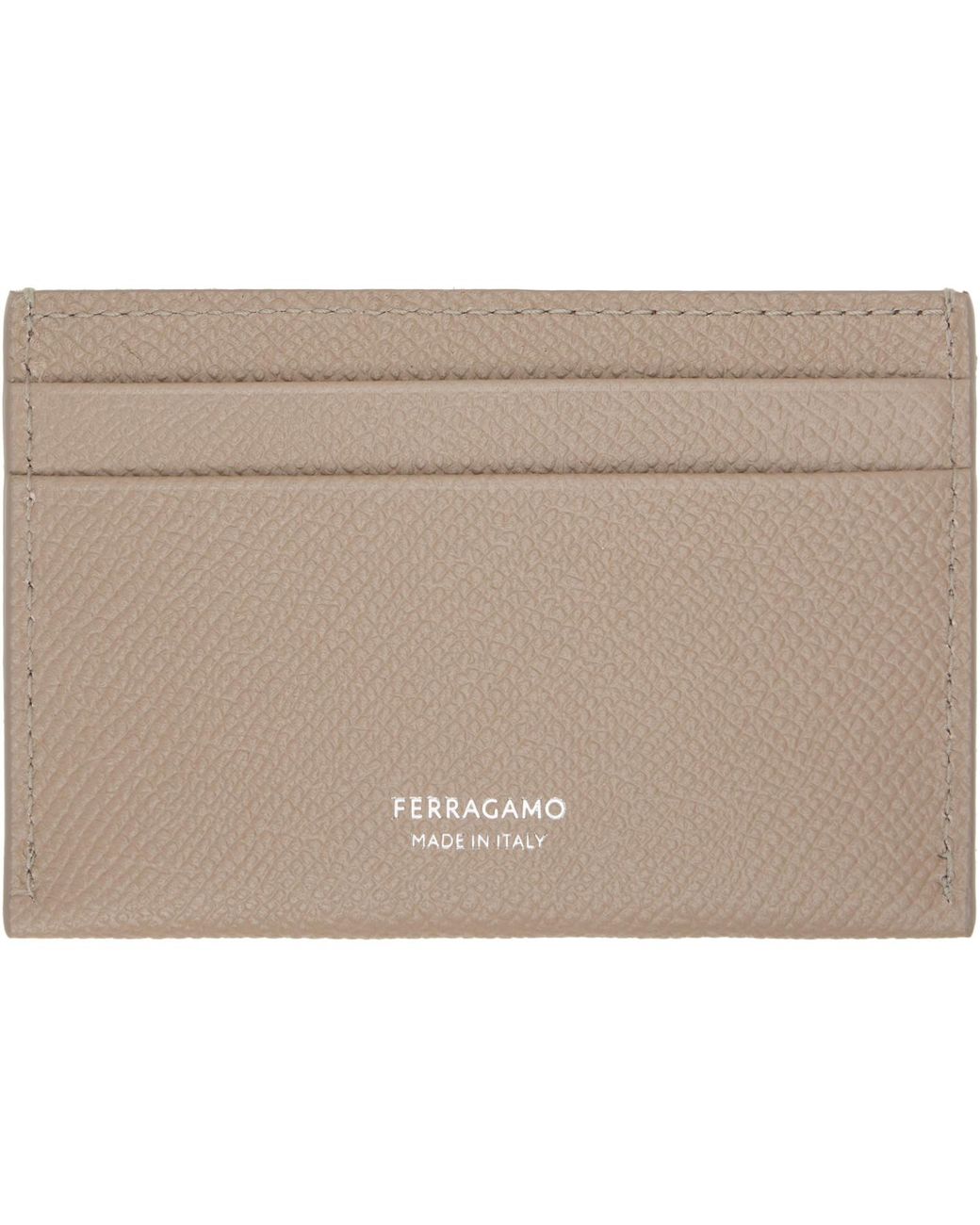Ferragamo Natural Taupe Gancini Credit Card Holder