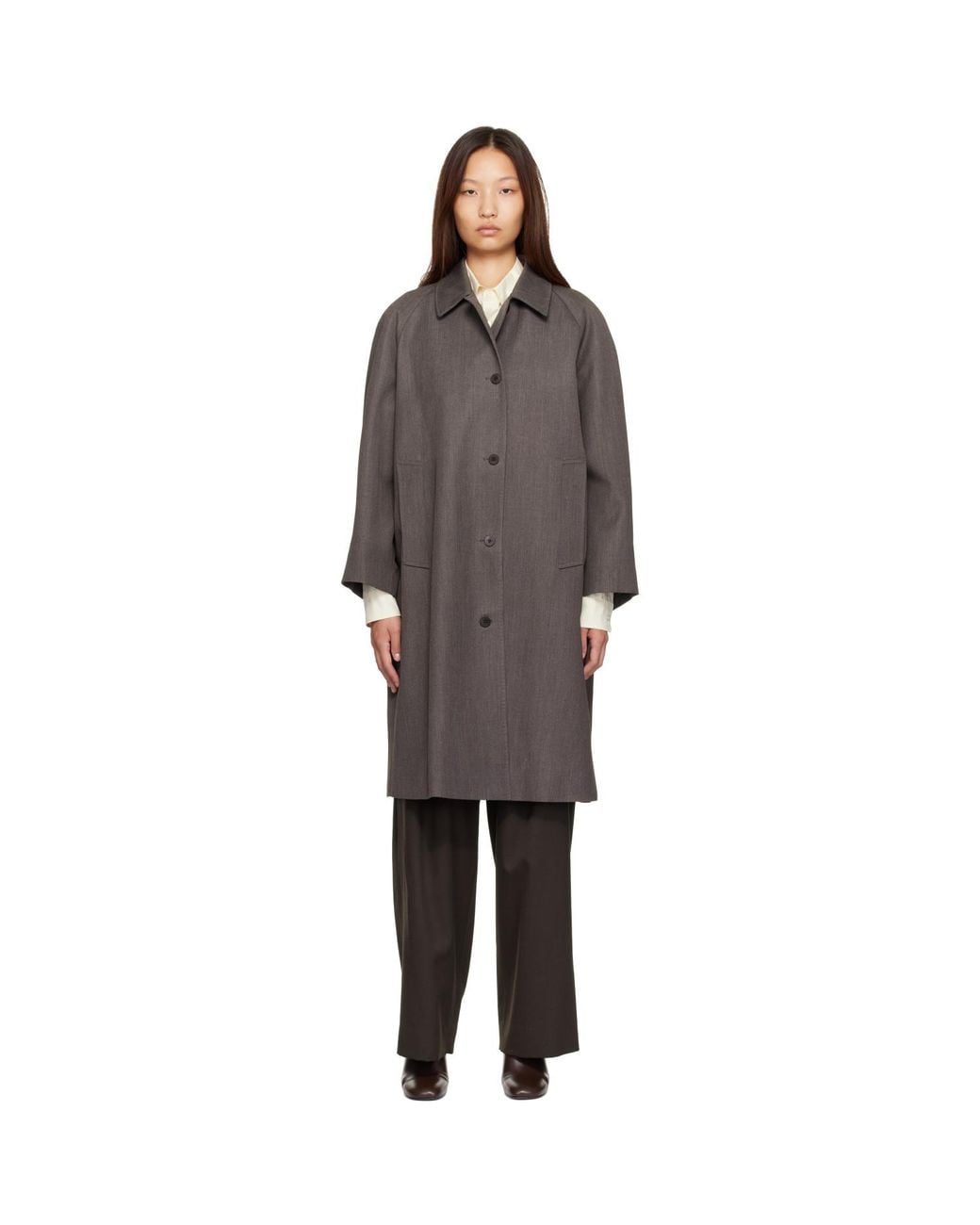 NOTHING WRITTEN Gray Balmacaan Coat