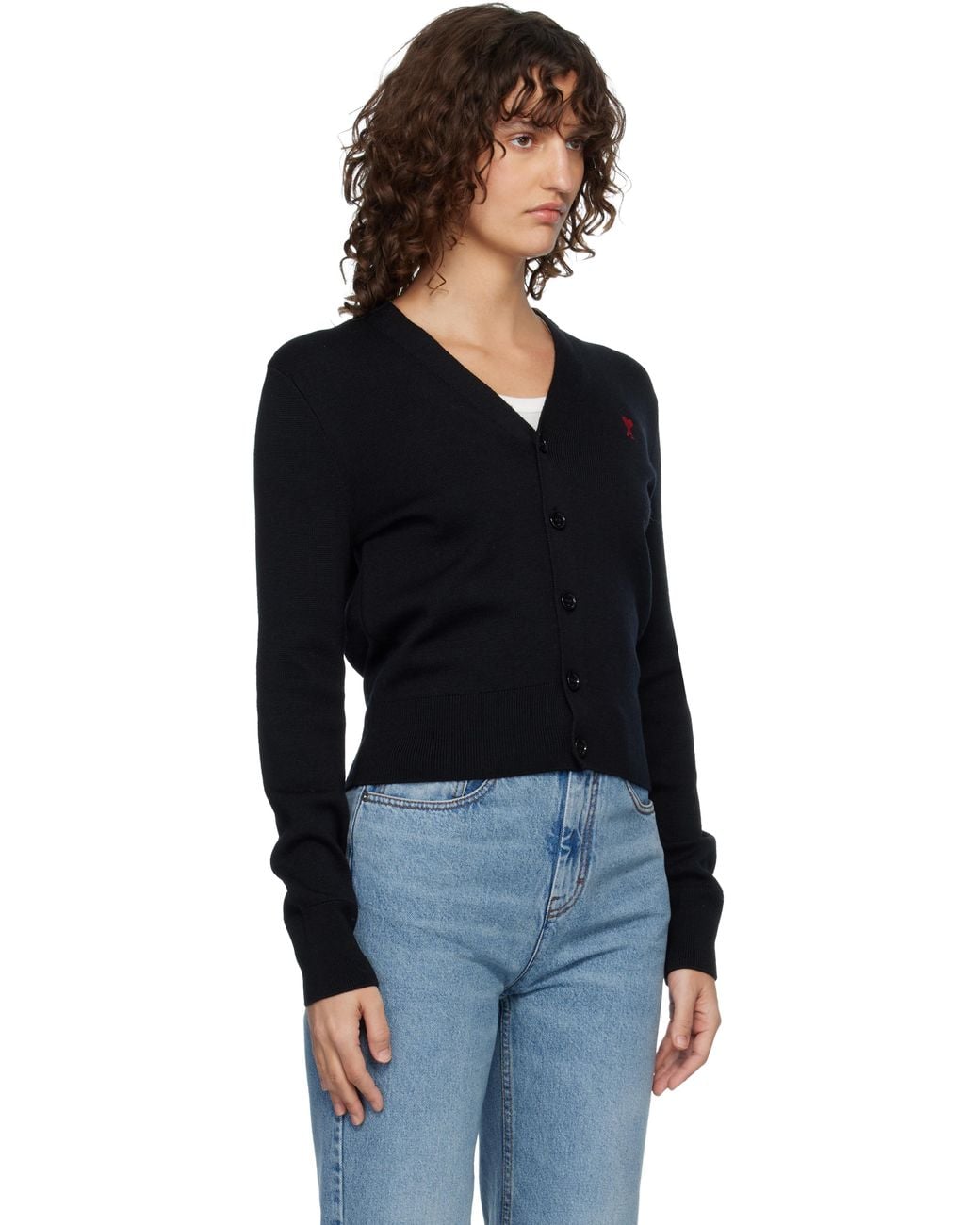 AMI Black Wool Ami De Coeur Cardigan