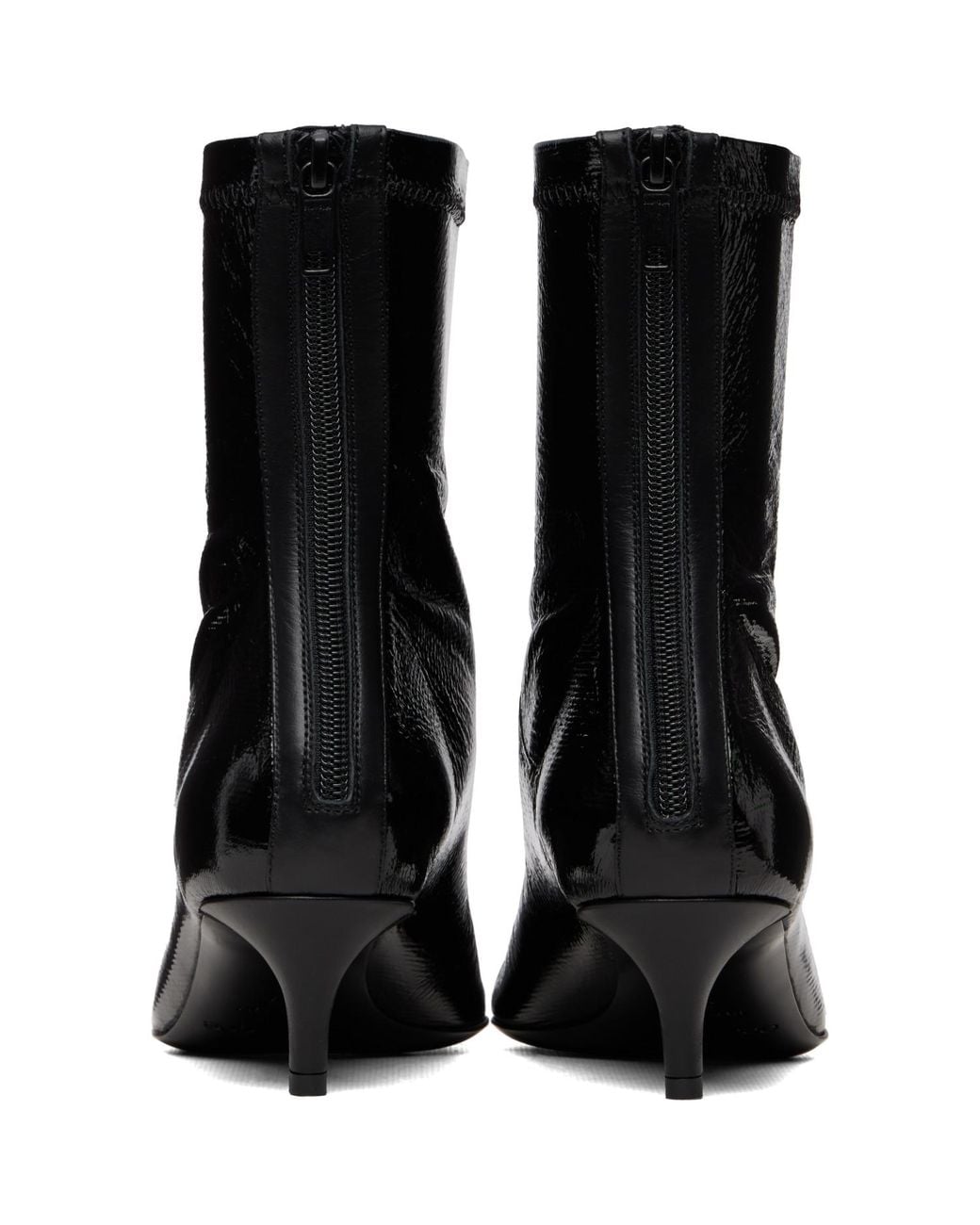 Courreges Black Vinyl Toe Cap Ankle Boots
