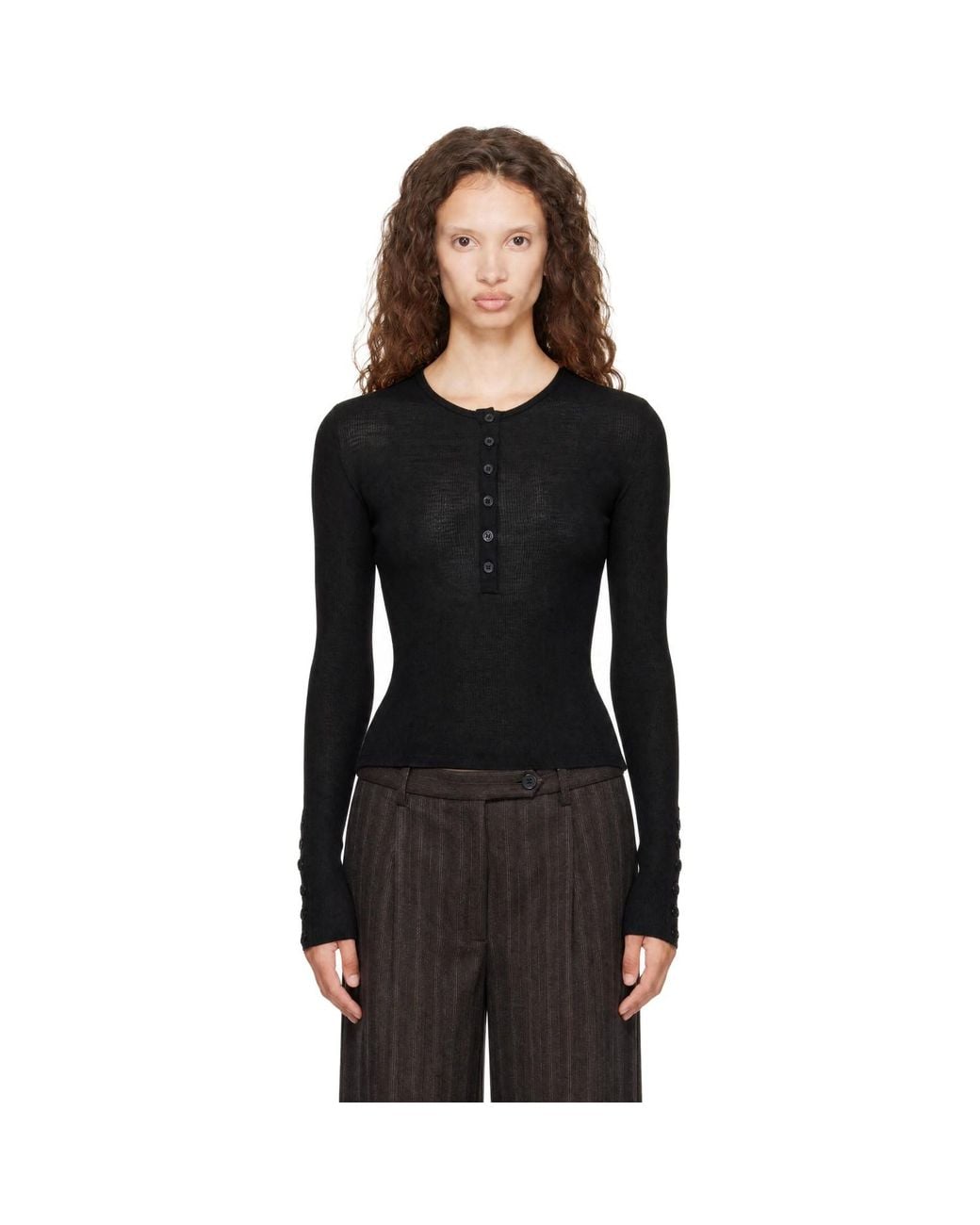 mfpen Black Long Sleeve Henley