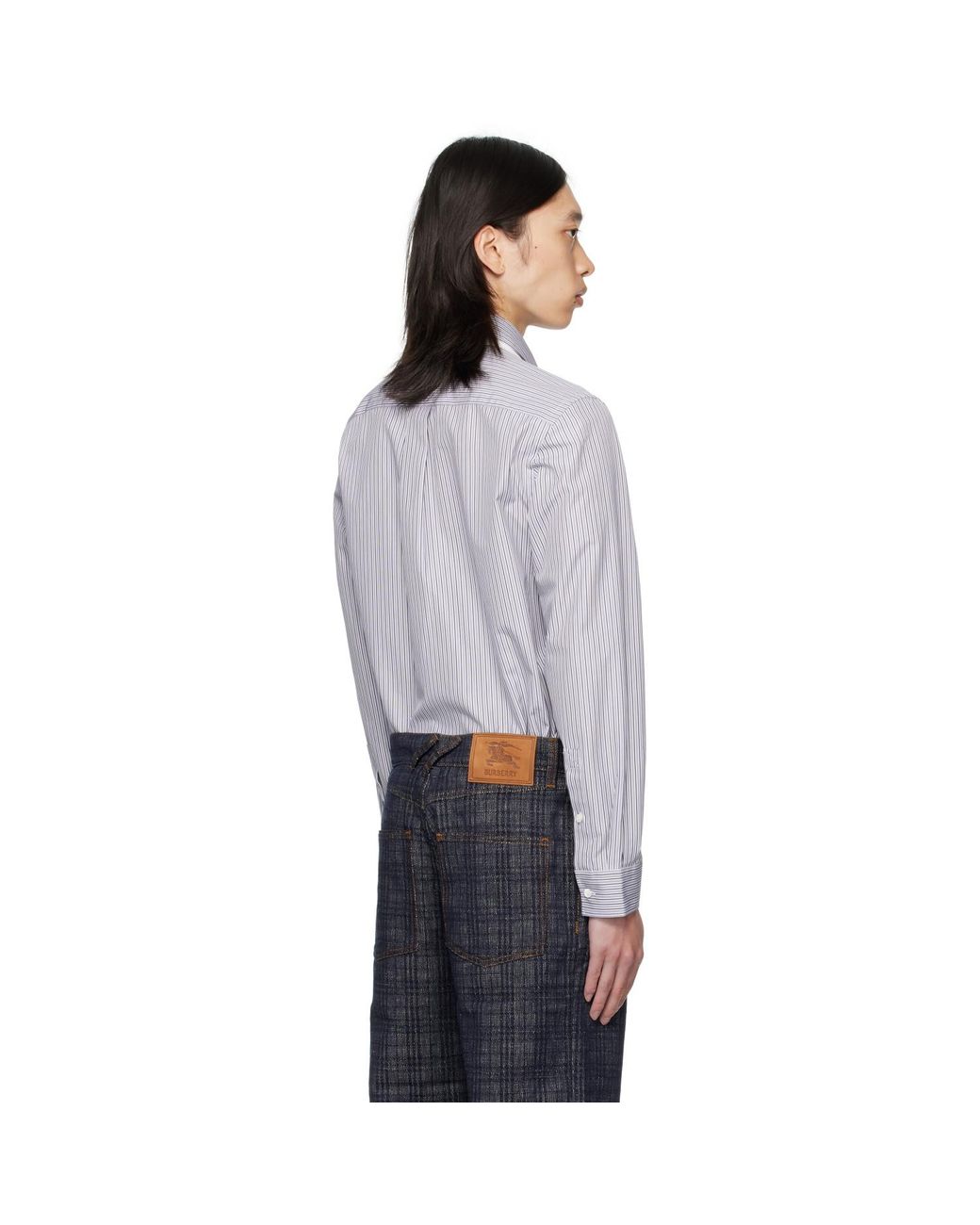 Burberry Gray Cotton Stripe Shirt for men