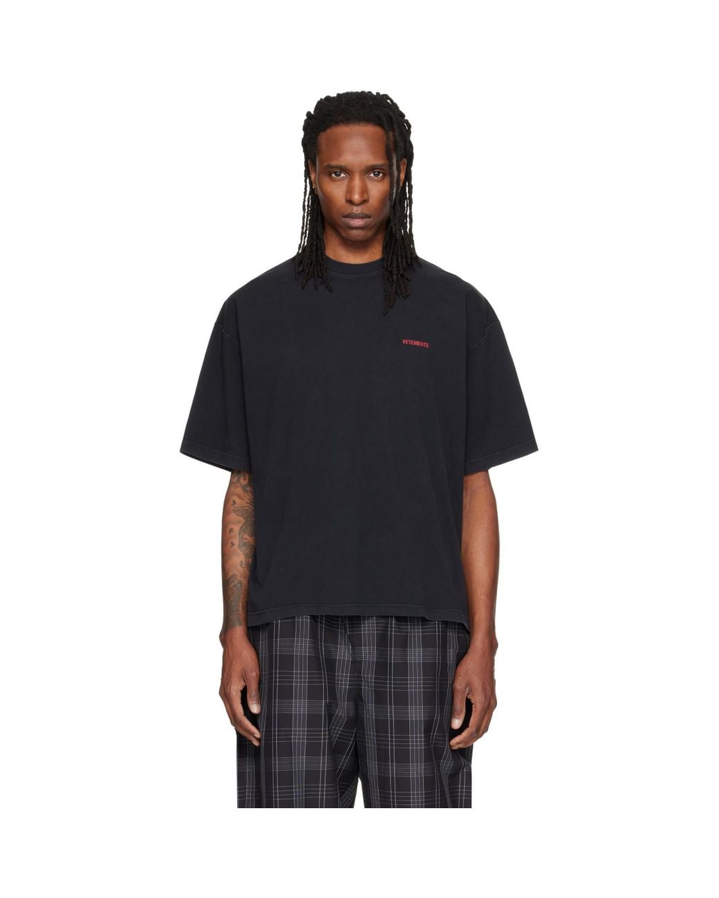 Vetements Black Classic Logo Boxy T-Shirt for men