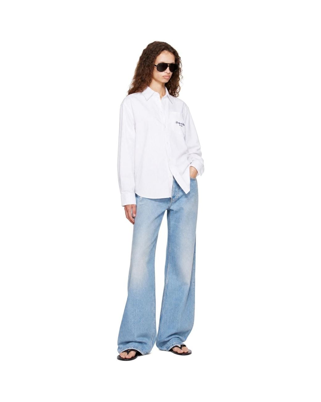 Sporty & Rich White Signature Ny Oversized Shirt