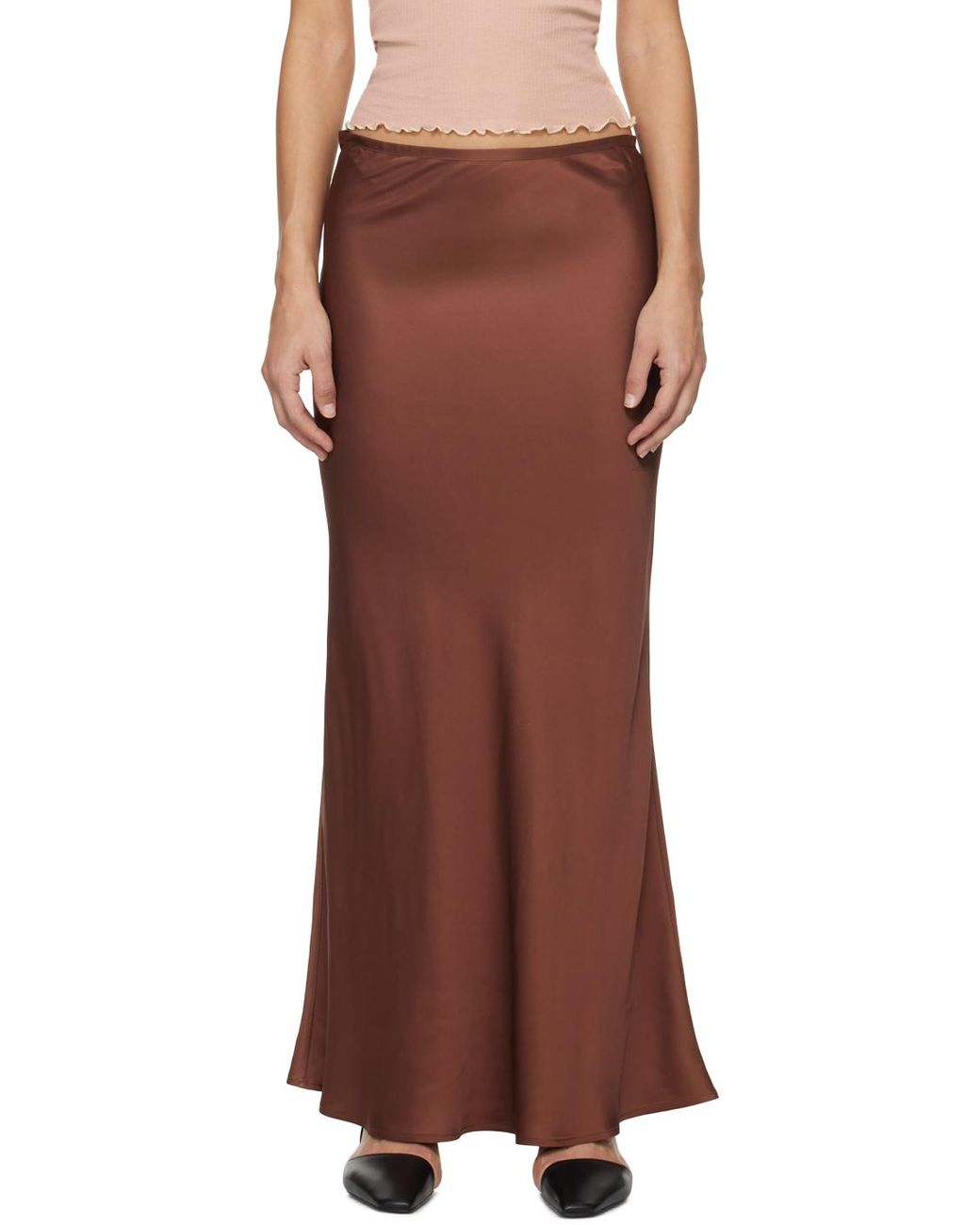 Jupe longue dydine brune Baserange en coloris Marron Lyst
