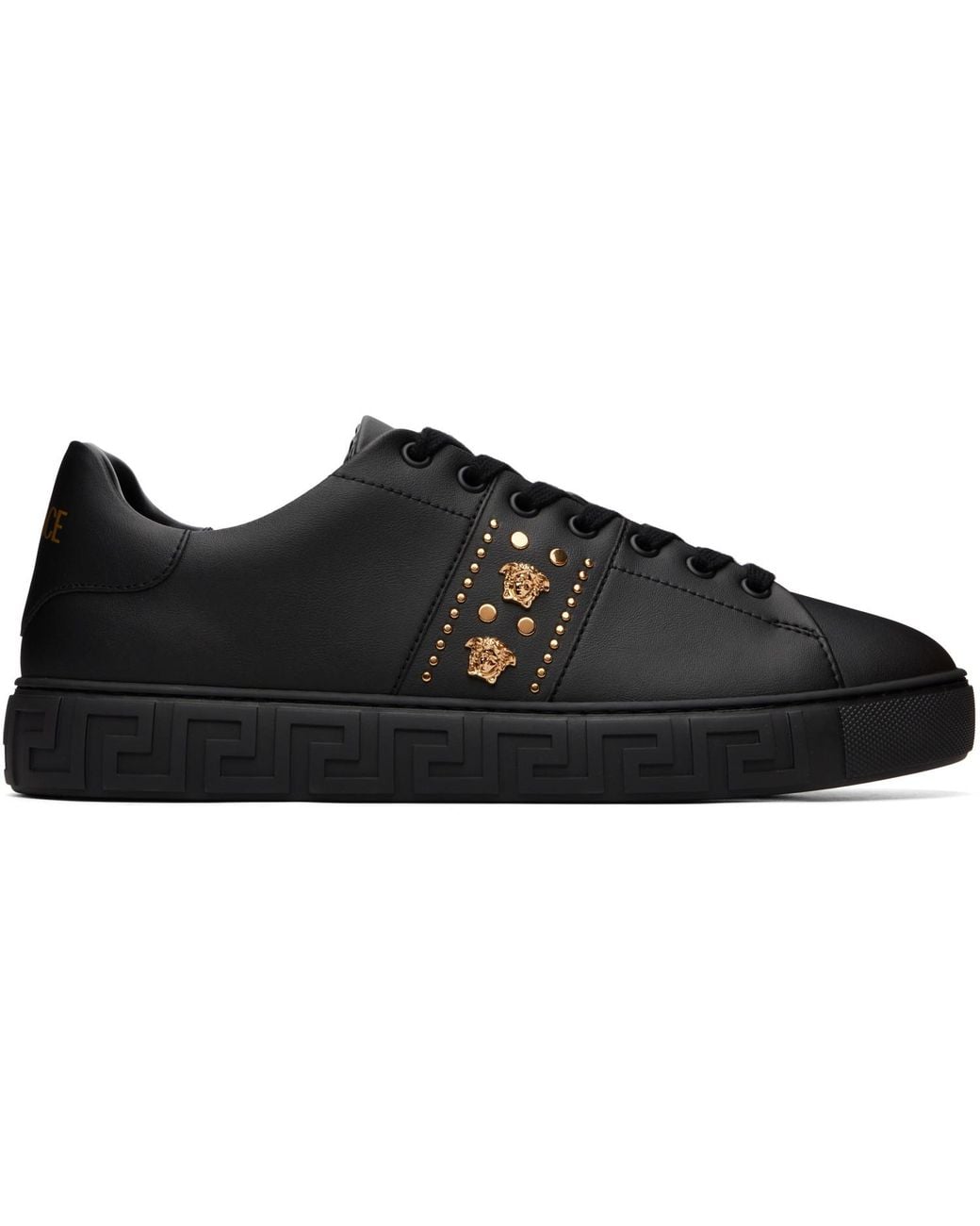 Versace Black Greca Embellished Nylon Sneakers for men