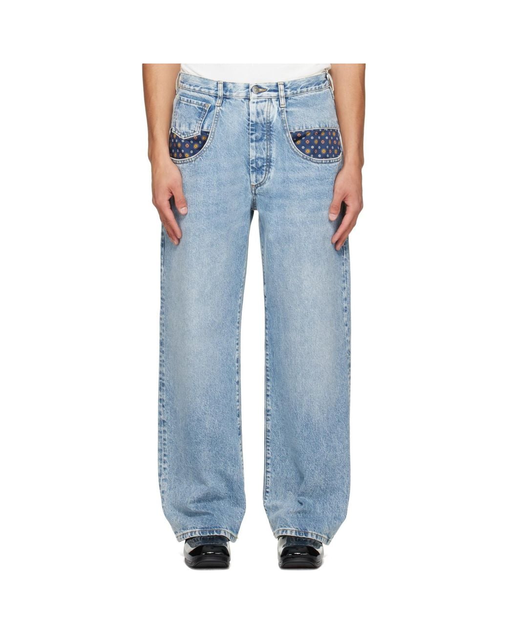 Maison Margiela Blue Stone Bleached Denim Jeans for men